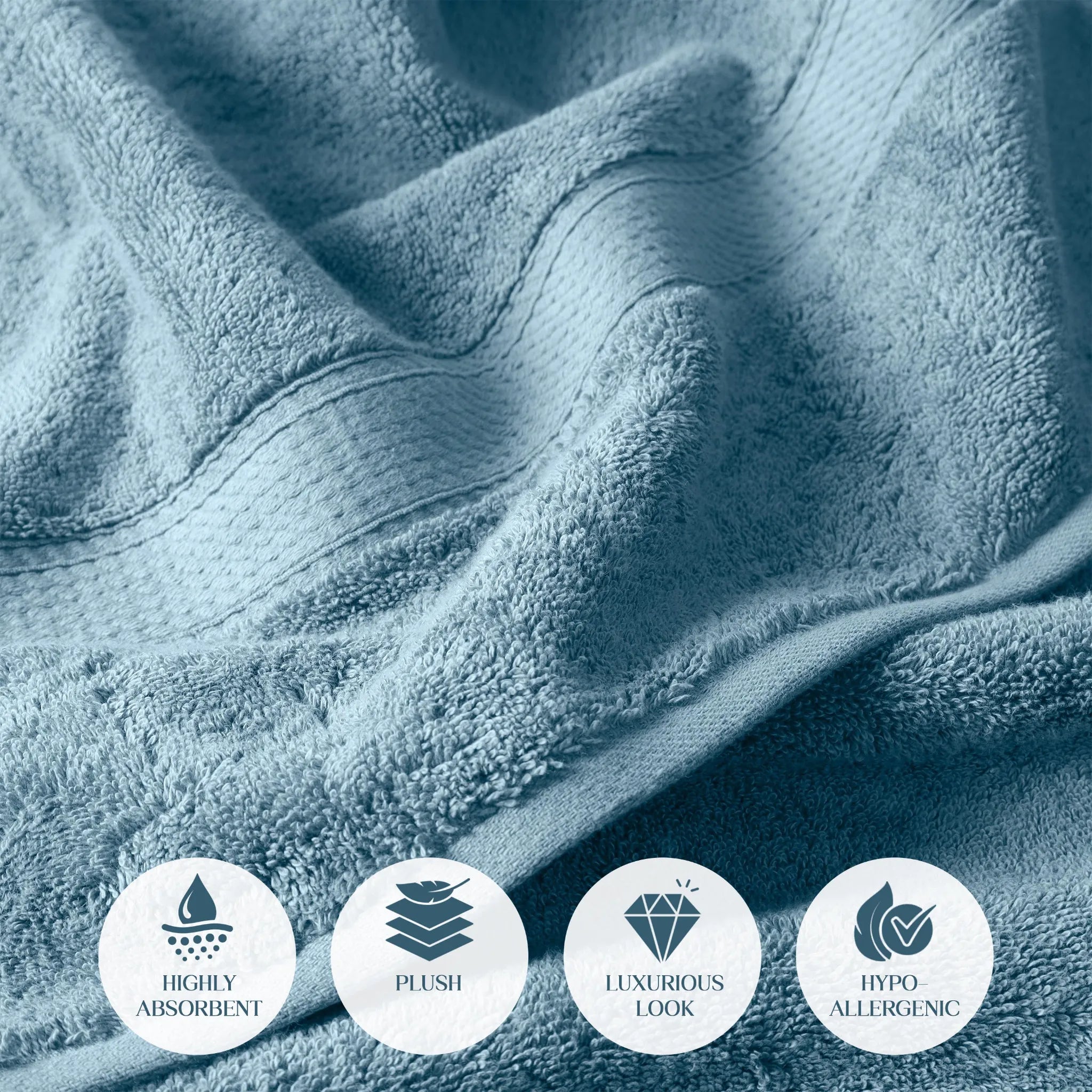 Egyptian Cotton Pile Plush Heavyweight Soft 4 Piece Bath Towel Set