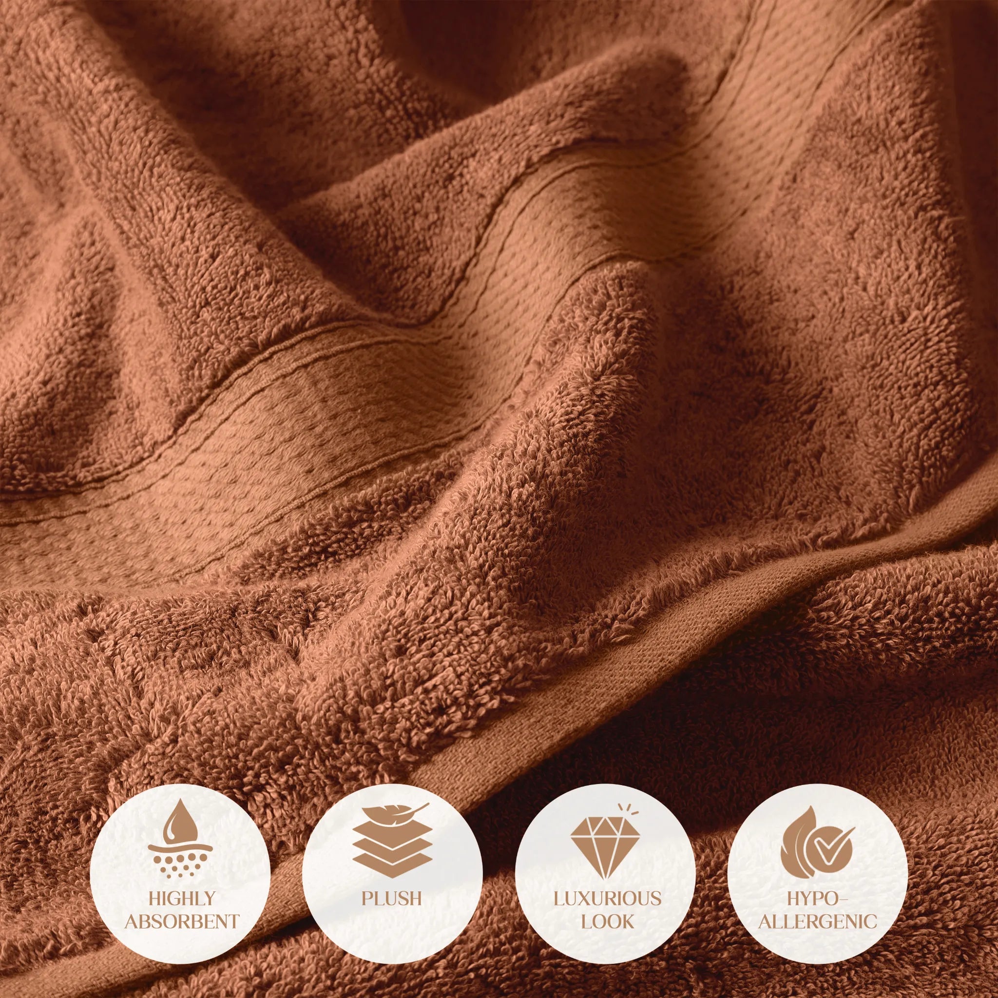 Egyptian Cotton Pile Plush Heavyweight Soft 4 Piece Bath Towel Set