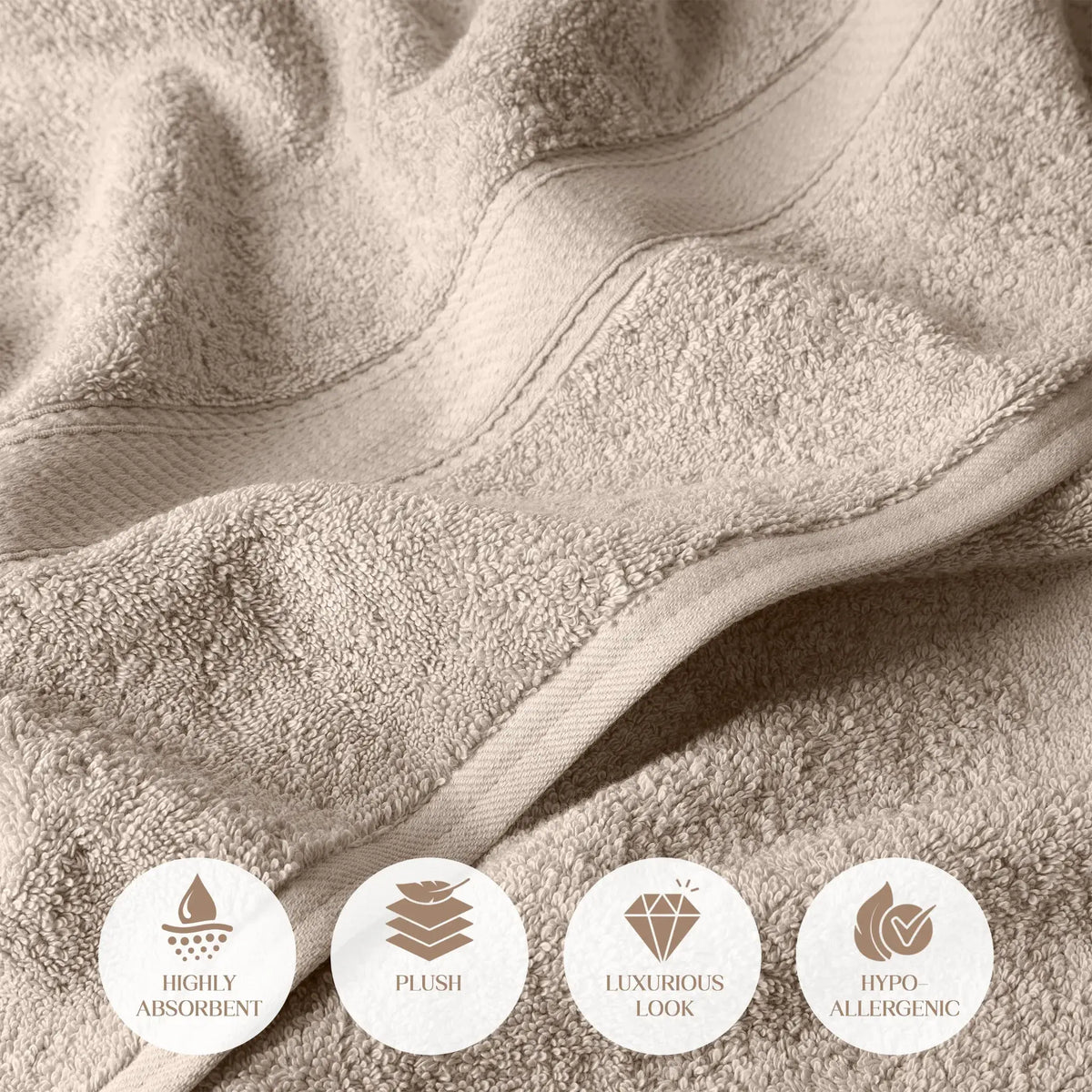Egyptian Cotton Pile Plush Heavyweight Soft 4 Piece Bath Towel Set