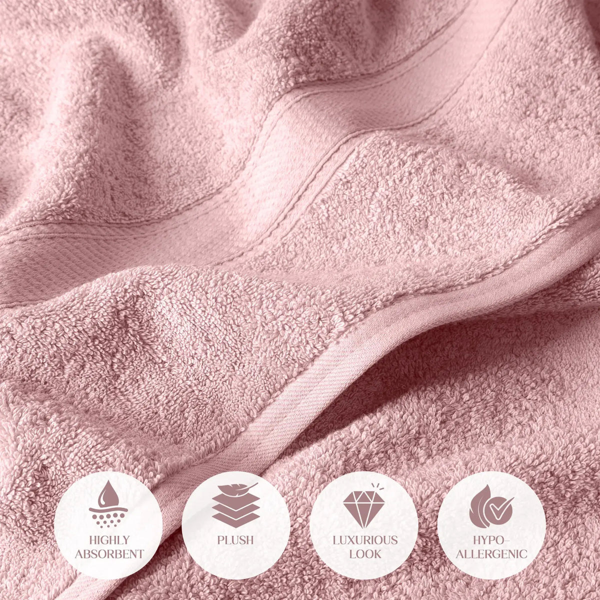 Egyptian Cotton Pile Plush Heavyweight Soft 4 Piece Bath Towel Set