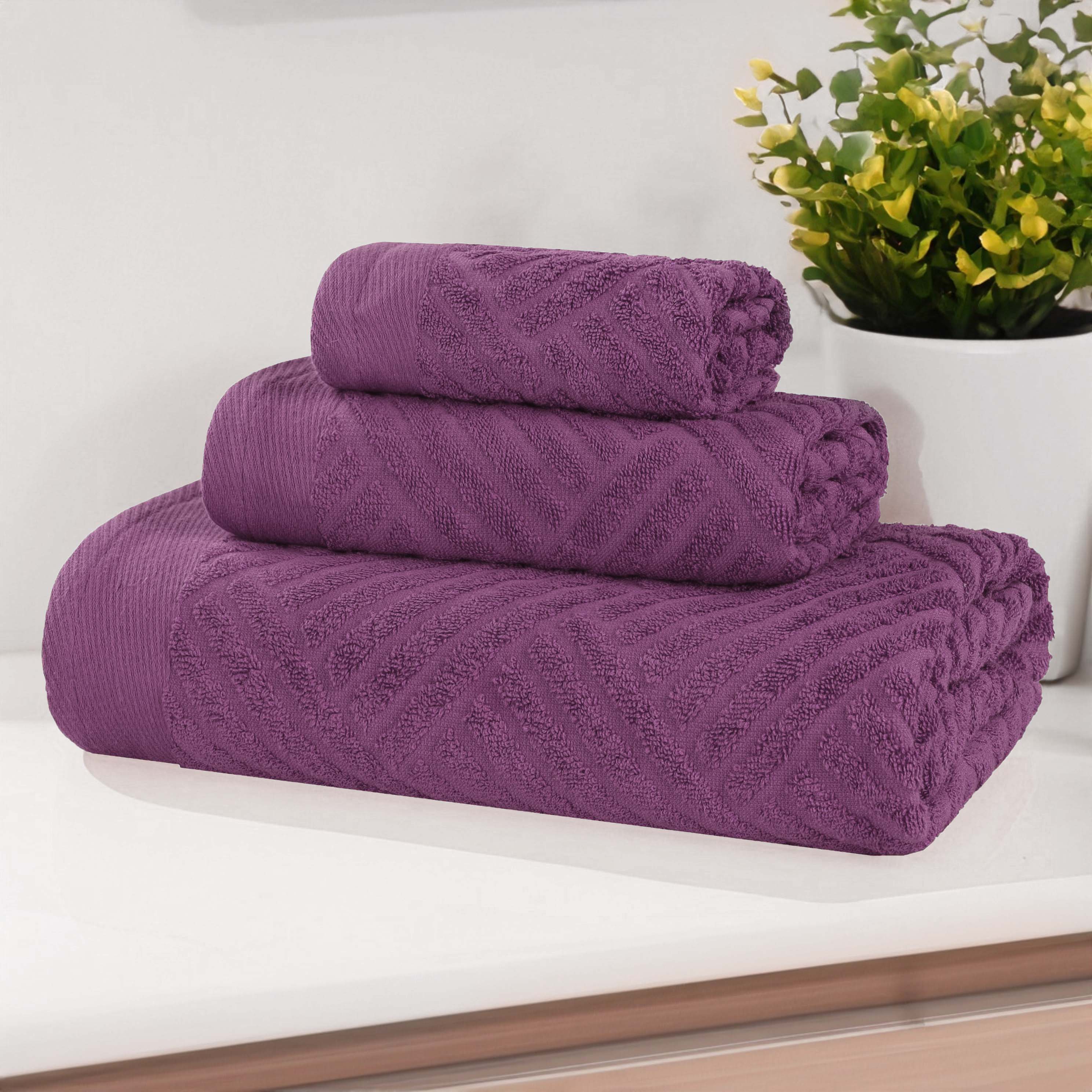 Basketweave Egyptian Cotton Jacquard 3 Piece Assorted Towel Set - Blue Nile Mills