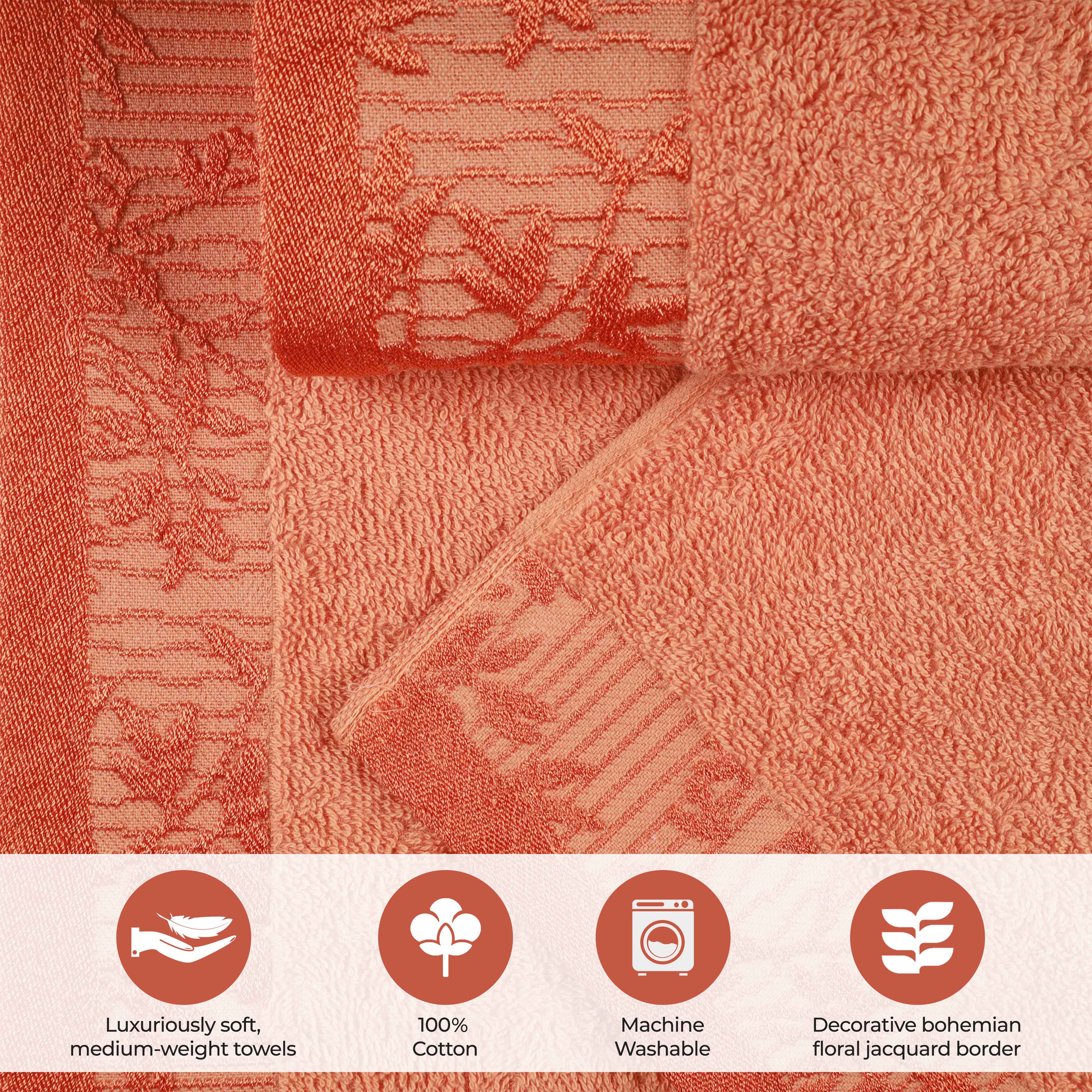 Wisteria Cotton Floral Embroidered Jacquard Border 8-Piece Towel Set - Blue Nile Mills