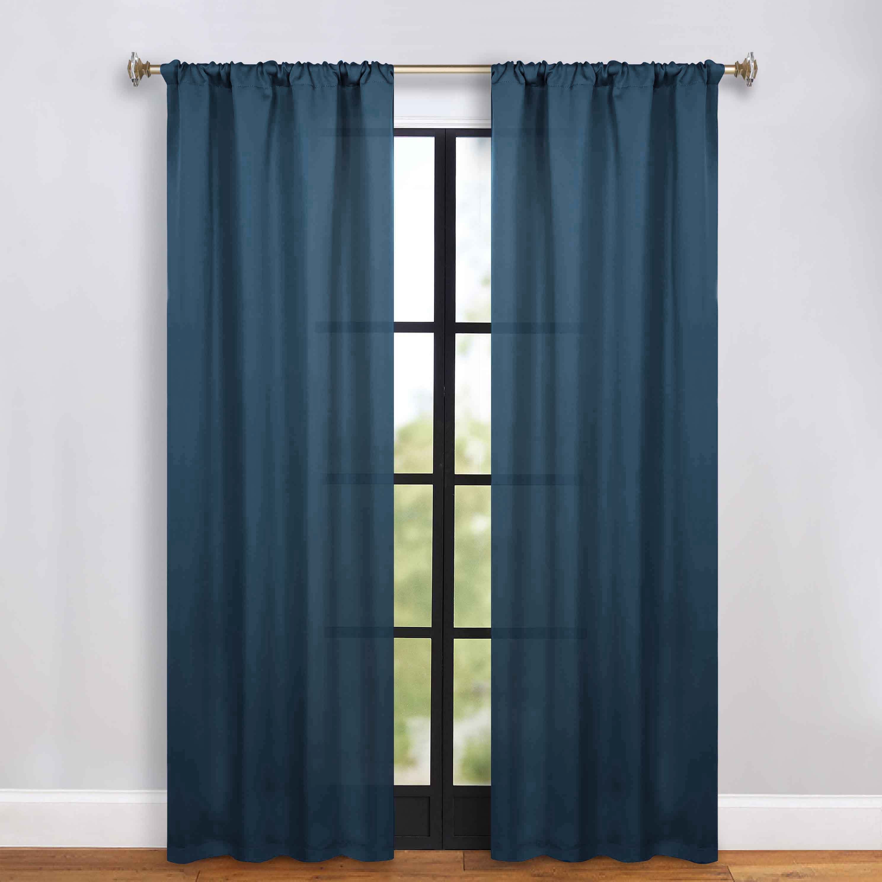Solid Machine Washable Room Darkening Blackout Curtains, Set of 2 - Blue Nile Mills