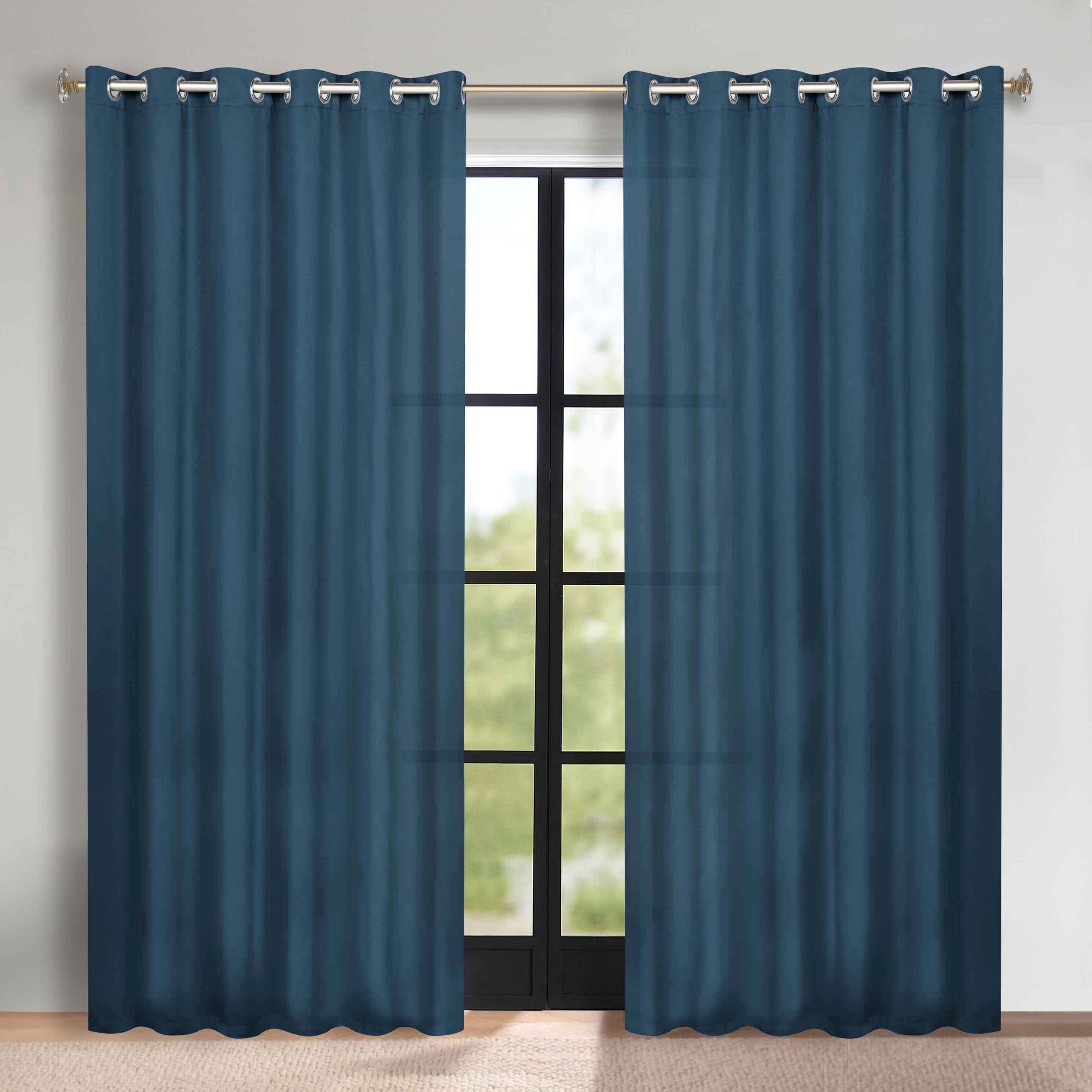Solid Machine Washable Room Darkening Blackout Curtains, Set of 2 - Blue Nile Mills
