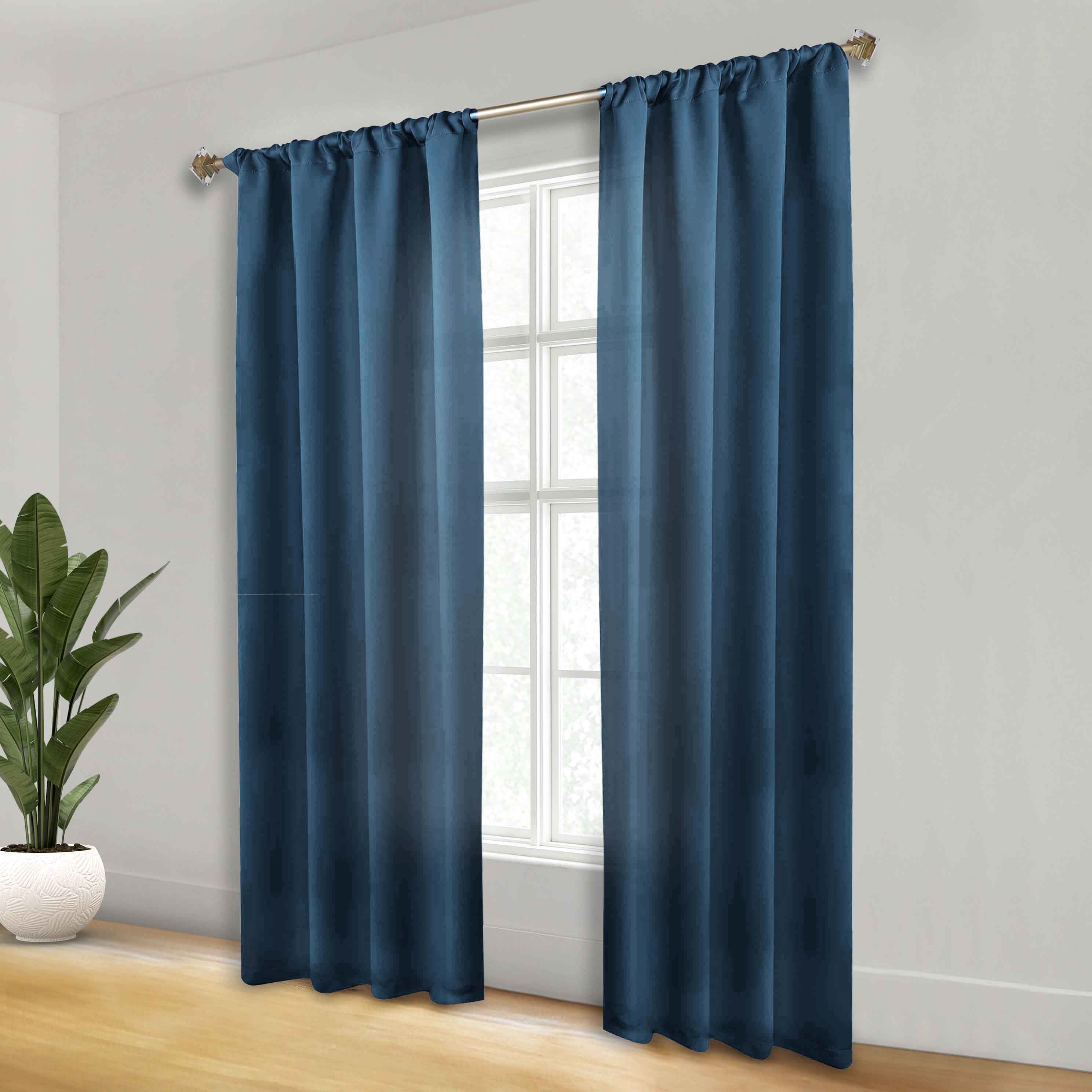 Solid Machine Washable Room Darkening Blackout Curtains, Set of 2 - Blue Nile Mills