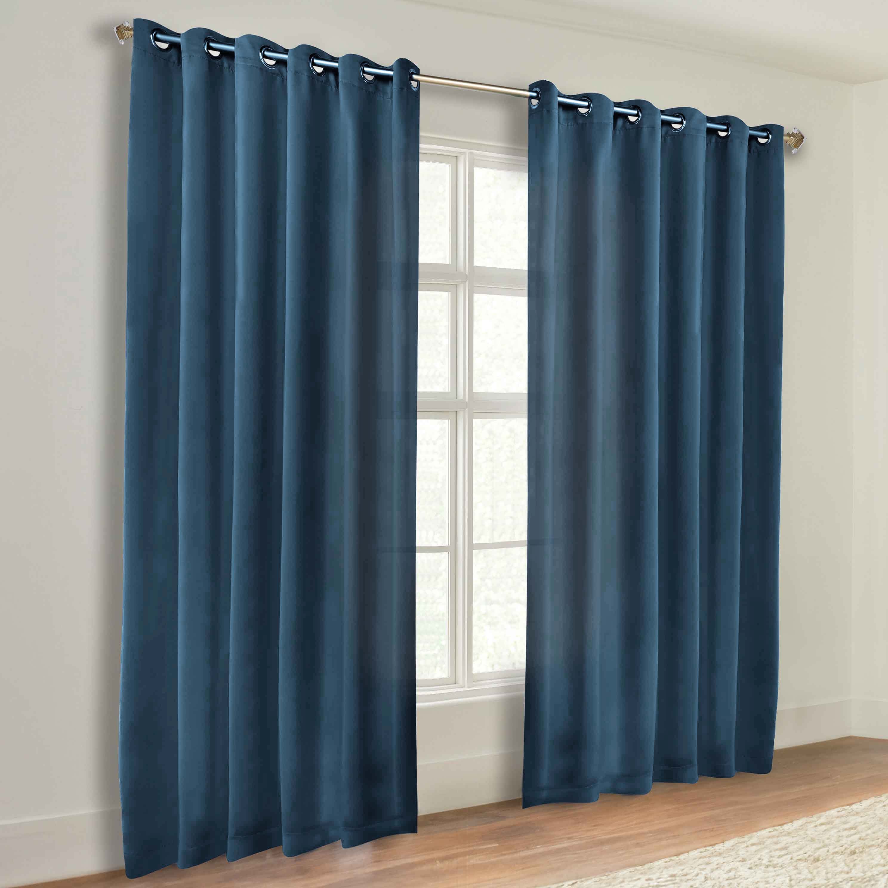 Solid Machine Washable Room Darkening Blackout Curtains, Set of 2 - Blue Nile Mills