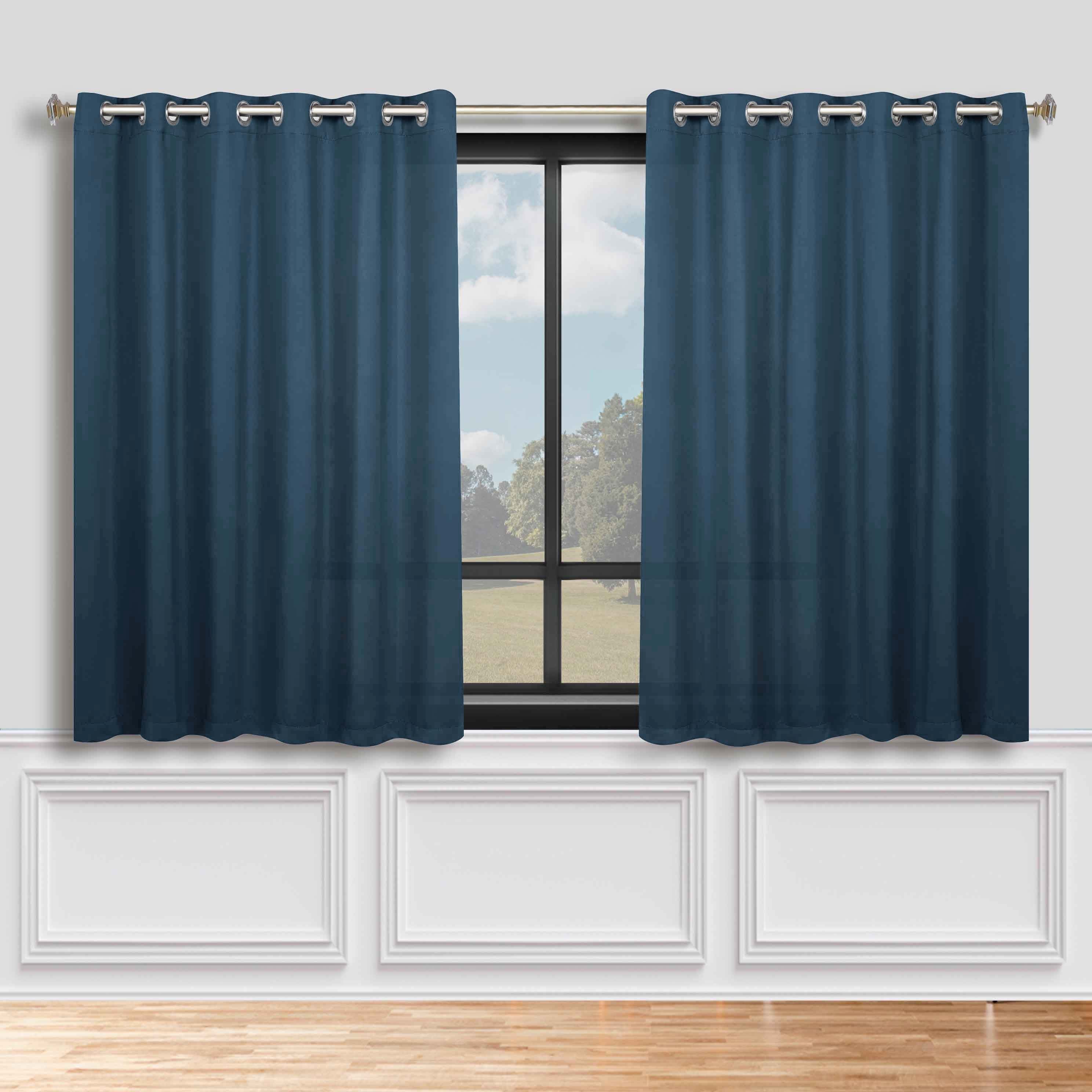 Solid Machine Washable Room Darkening Blackout Curtains, Set of 2 - Blue Nile Mills