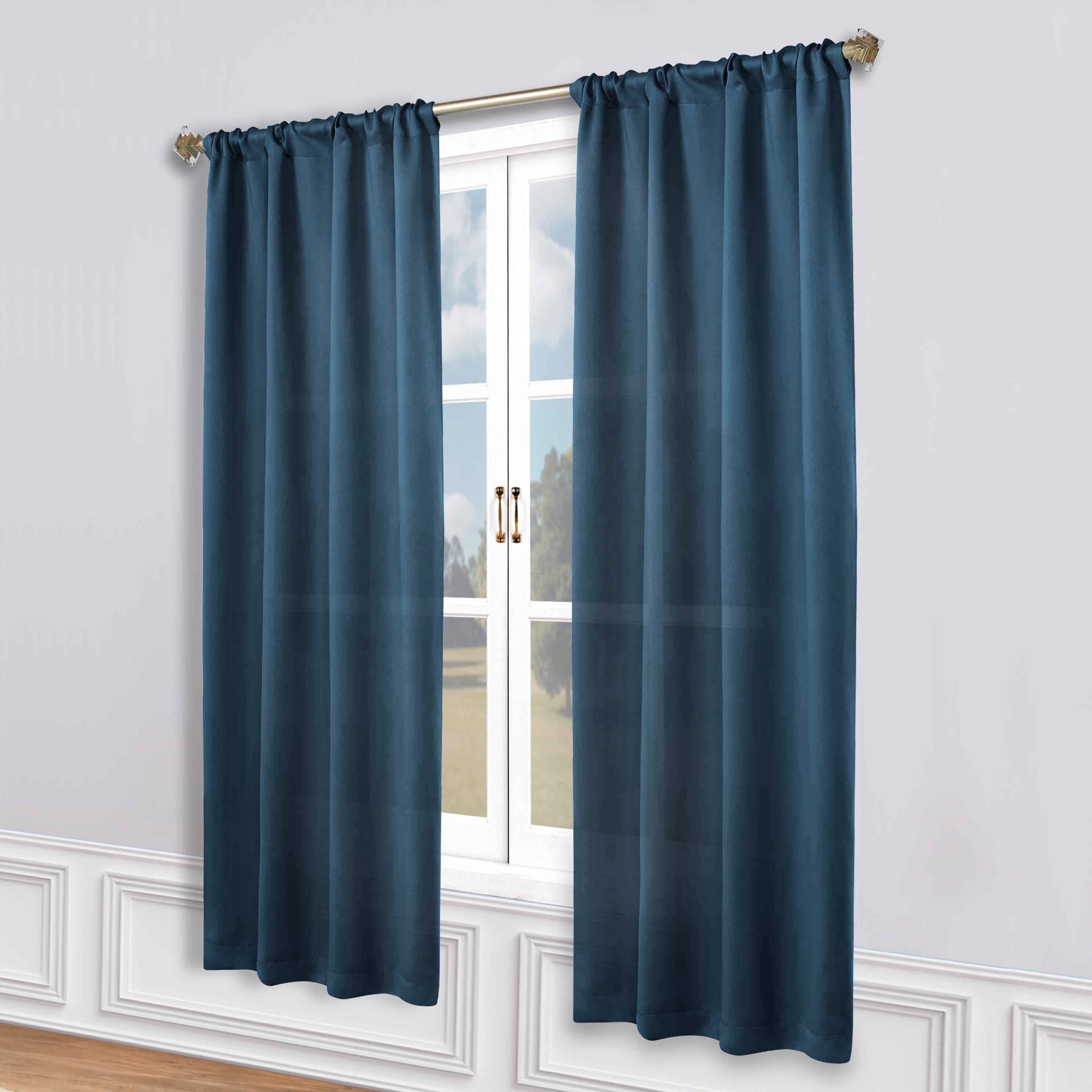 Solid Machine Washable Room Darkening Blackout Curtains, Set of 2 - Blue Nile Mills