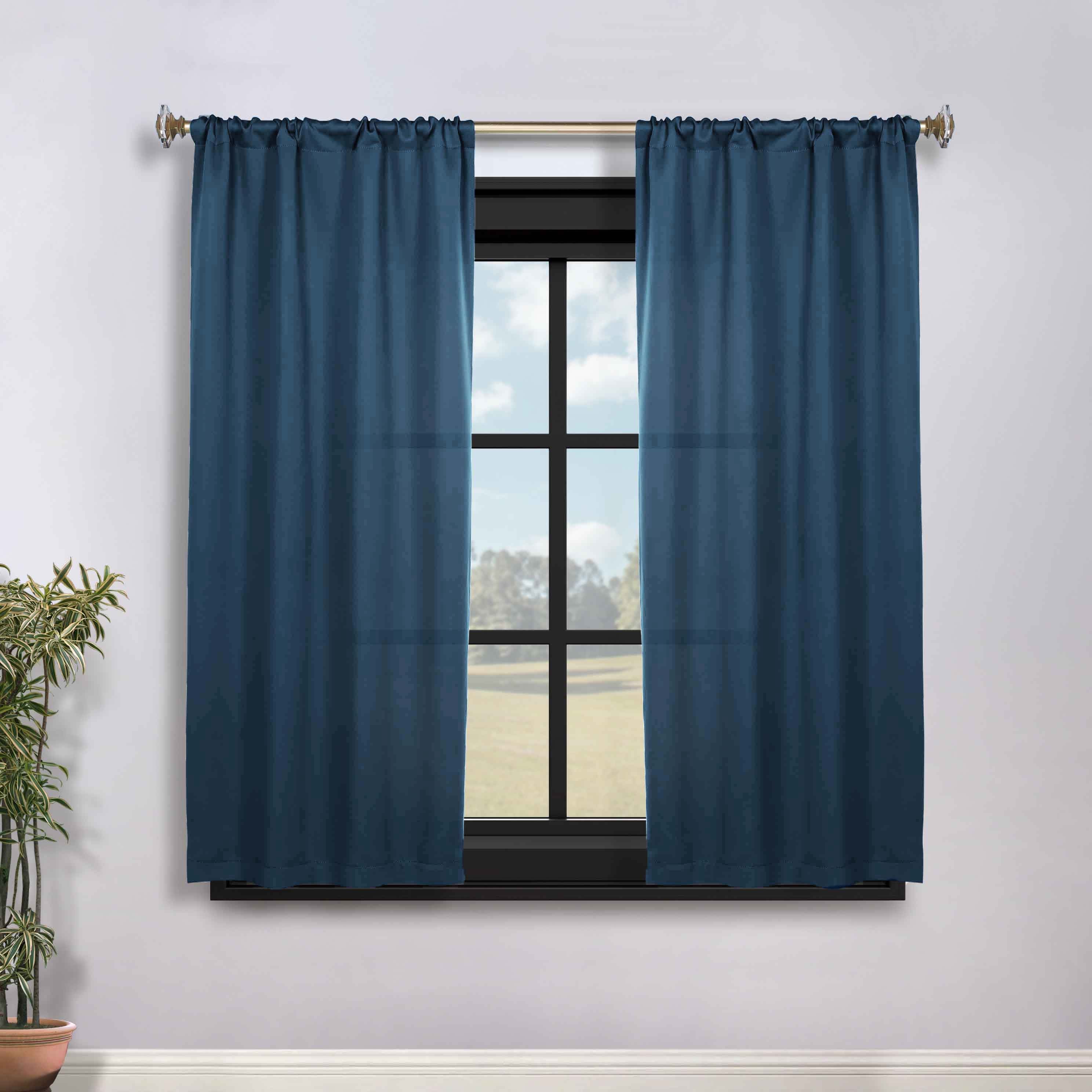 Solid Machine Washable Room Darkening Blackout Curtains, Set of 2 - Blue Nile Mills