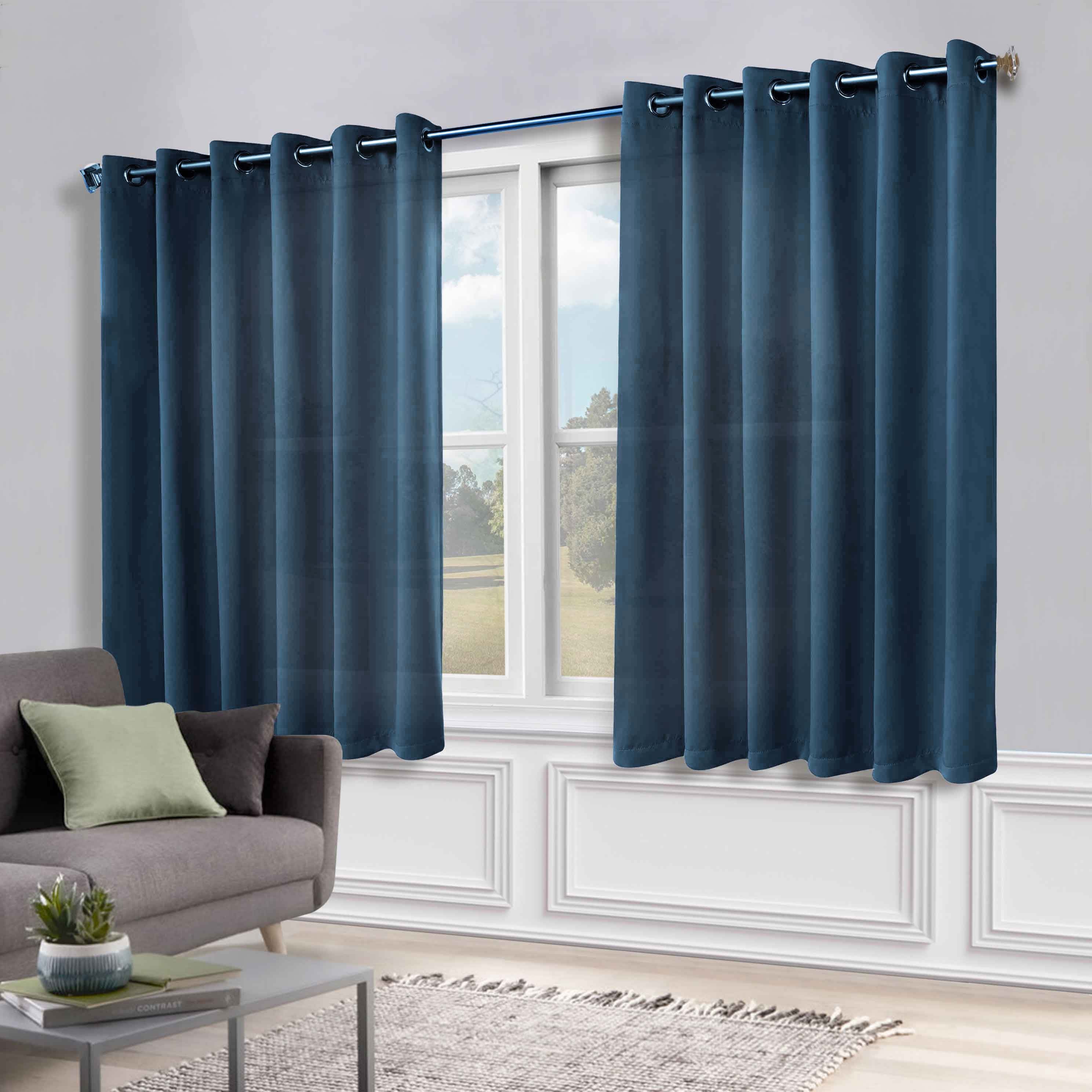 Solid Machine Washable Room Darkening Blackout Curtains, Set of 2 - Blue Nile Mills