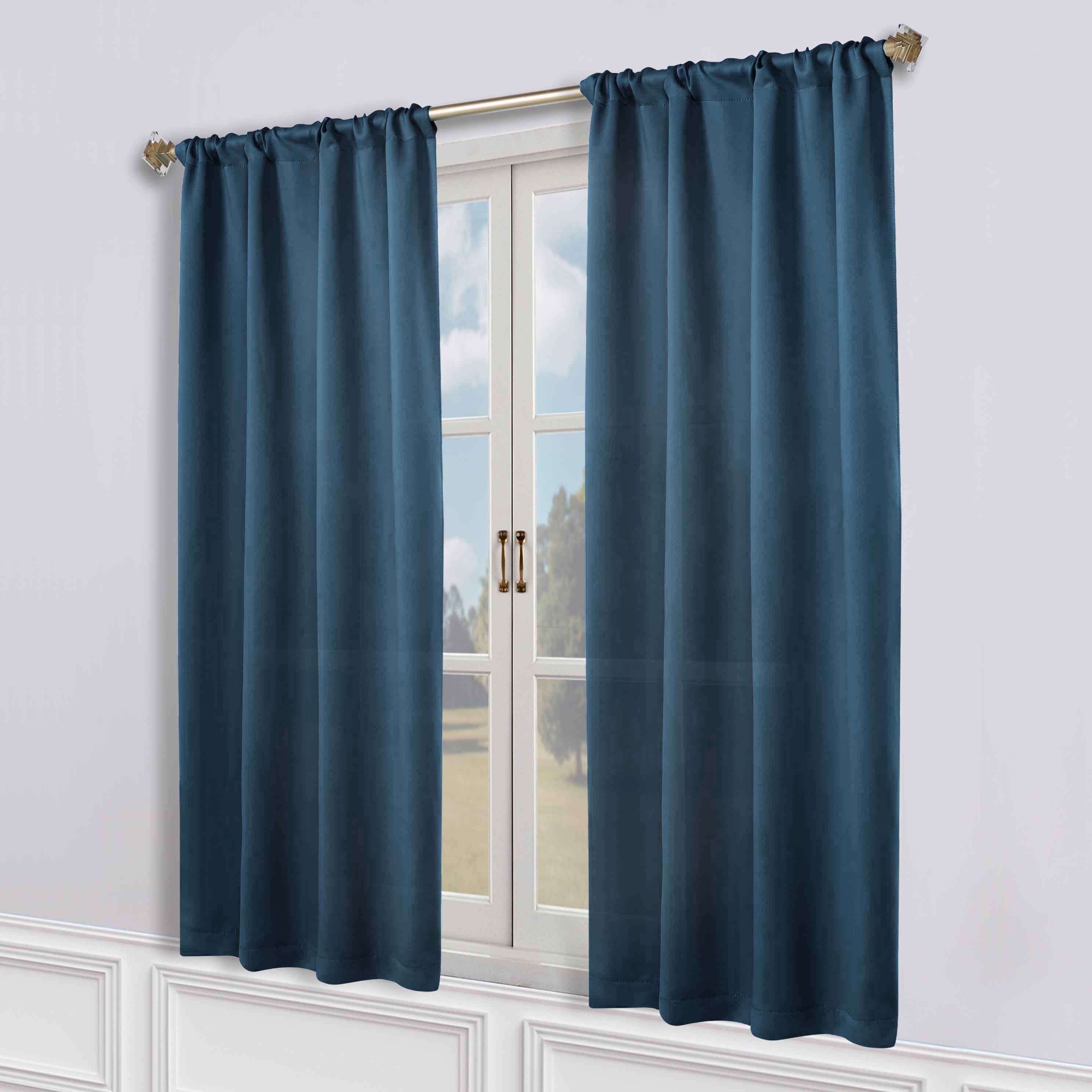 Solid Machine Washable Room Darkening Blackout Curtains, Set of 2 - Blue Nile Mills