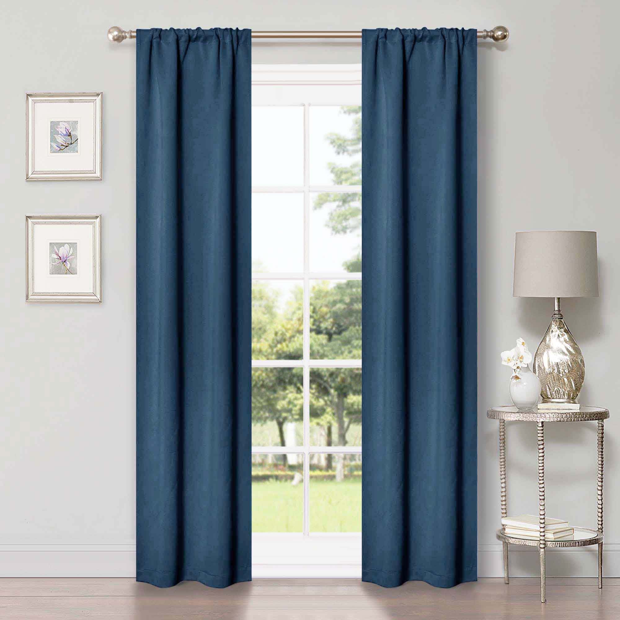 Solid Machine Washable Room Darkening Blackout Curtains, Set of 2 - Blue Nile Mills
