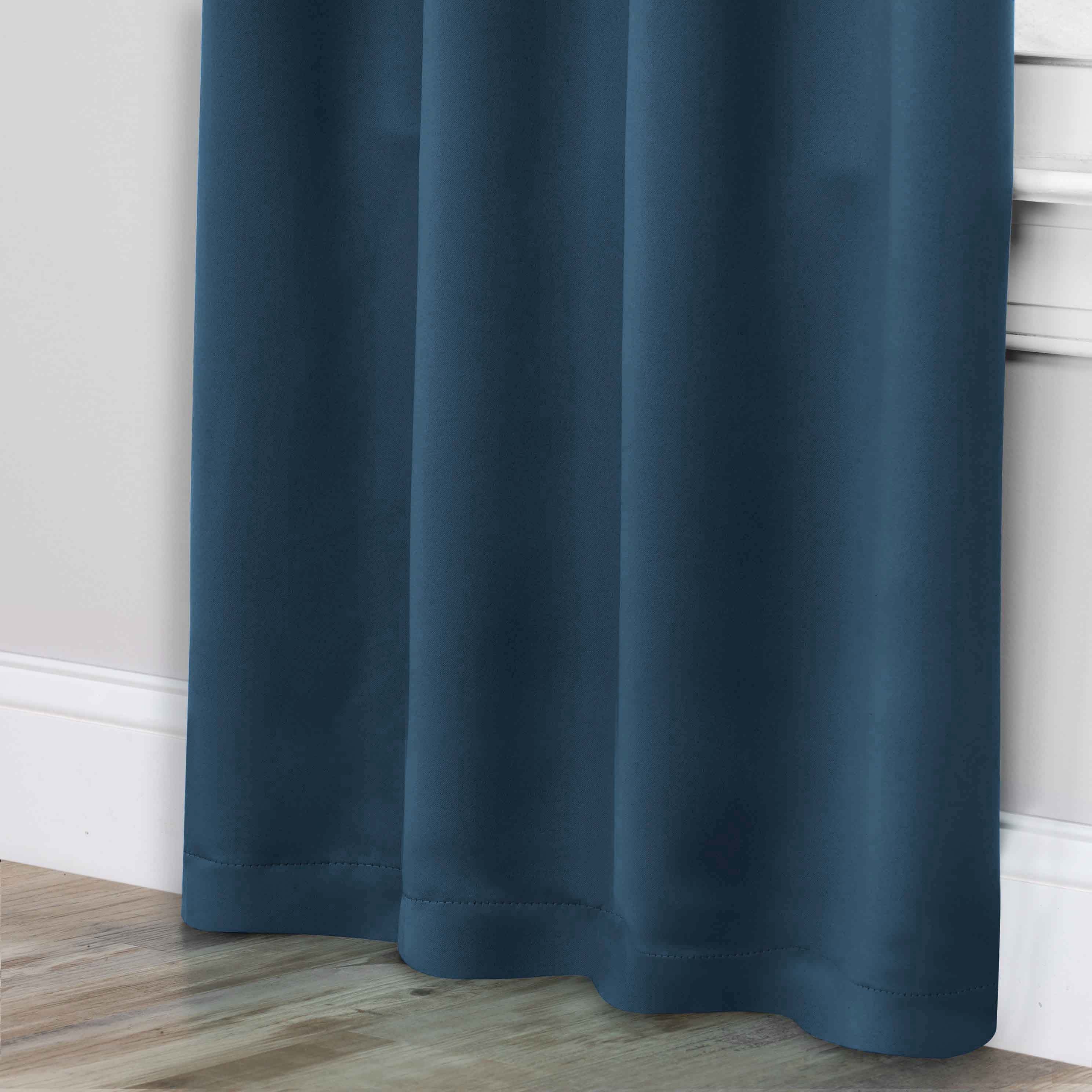 Solid Machine Washable Room Darkening Blackout Curtains, Set of 2 - Blue Nile Mills