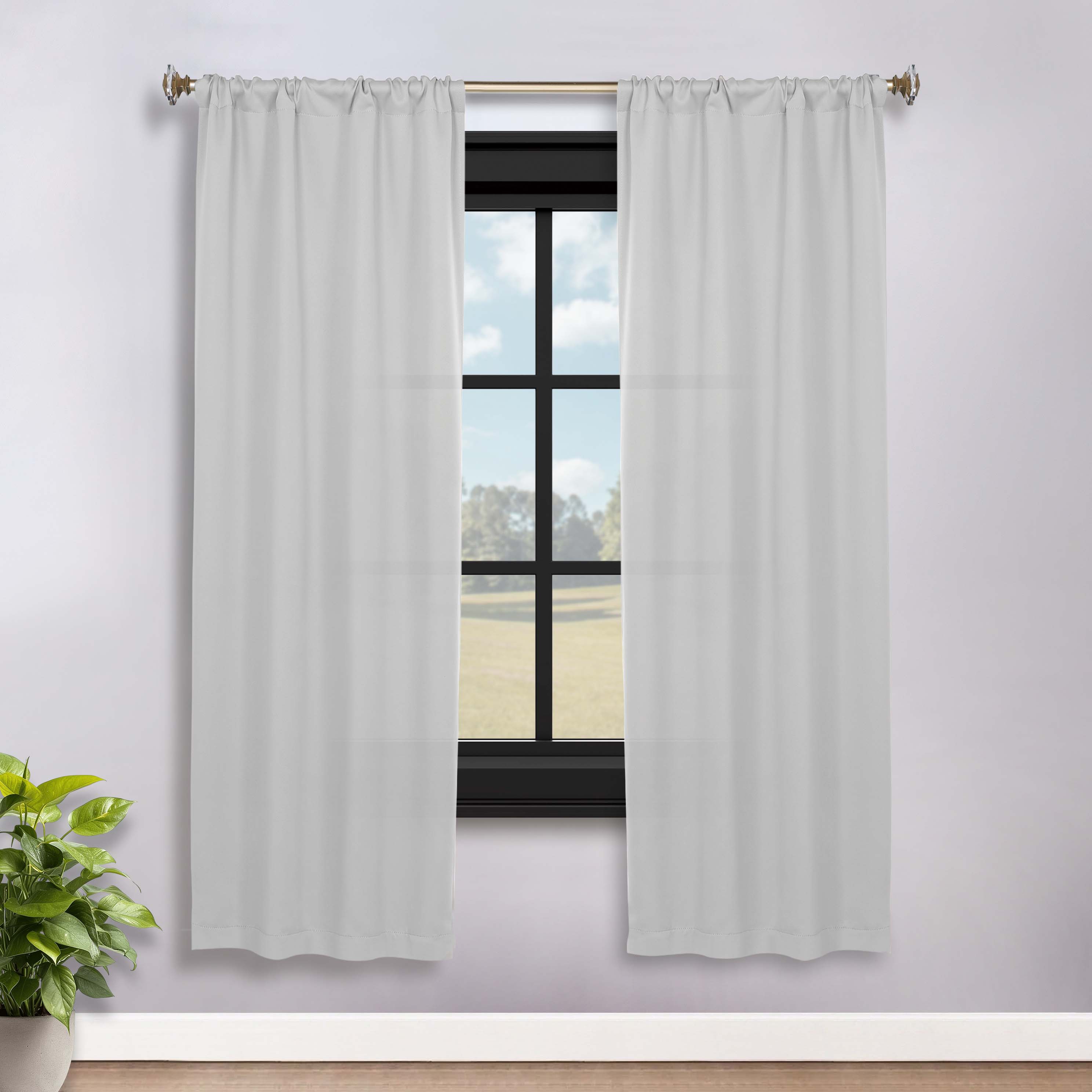 Solid Machine Washable Room Darkening Blackout Curtains, Set of 2 - Blue Nile Mills