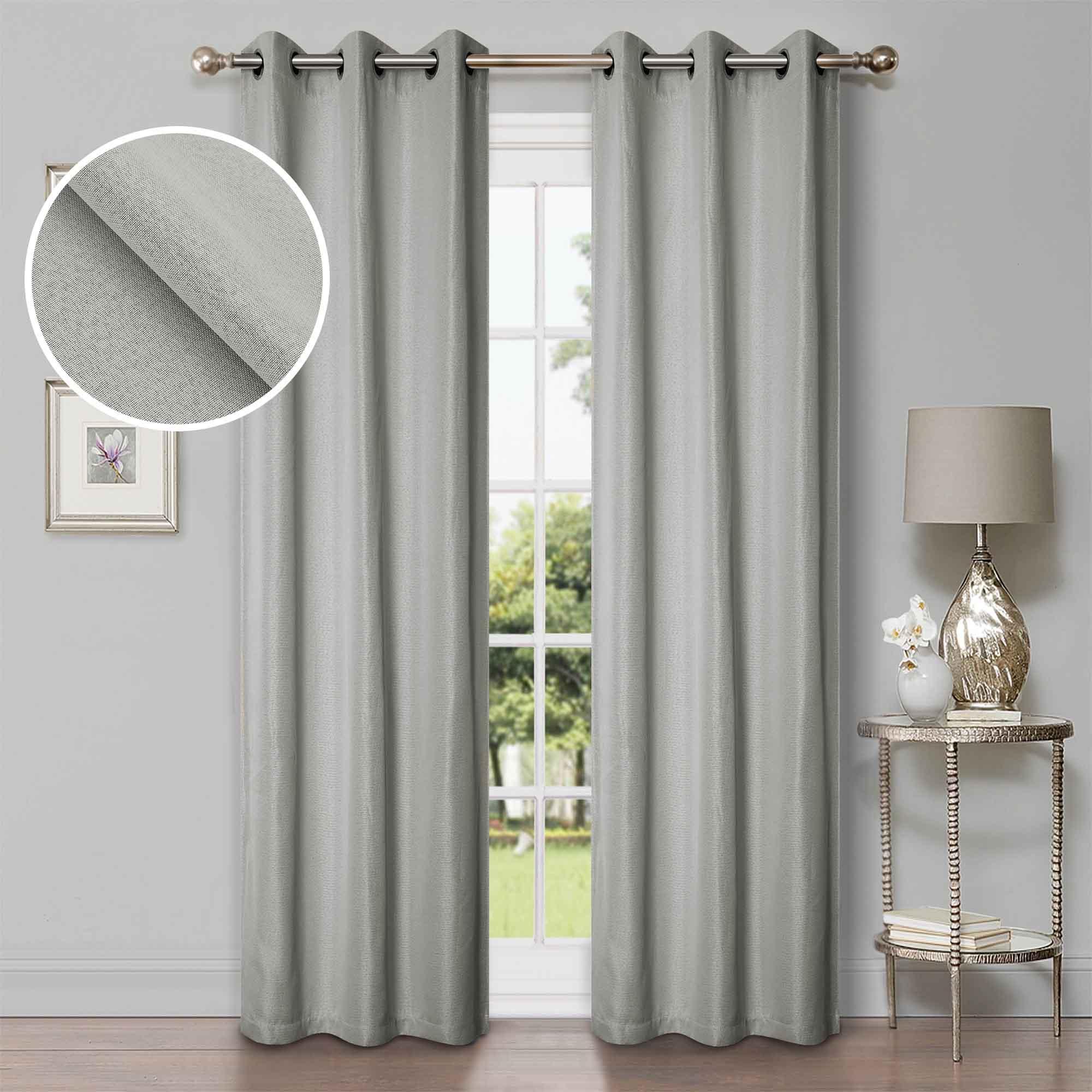 Linen Pattern Washable Room Darkening Blackout Curtain Set 42" - Blue Nile Mills