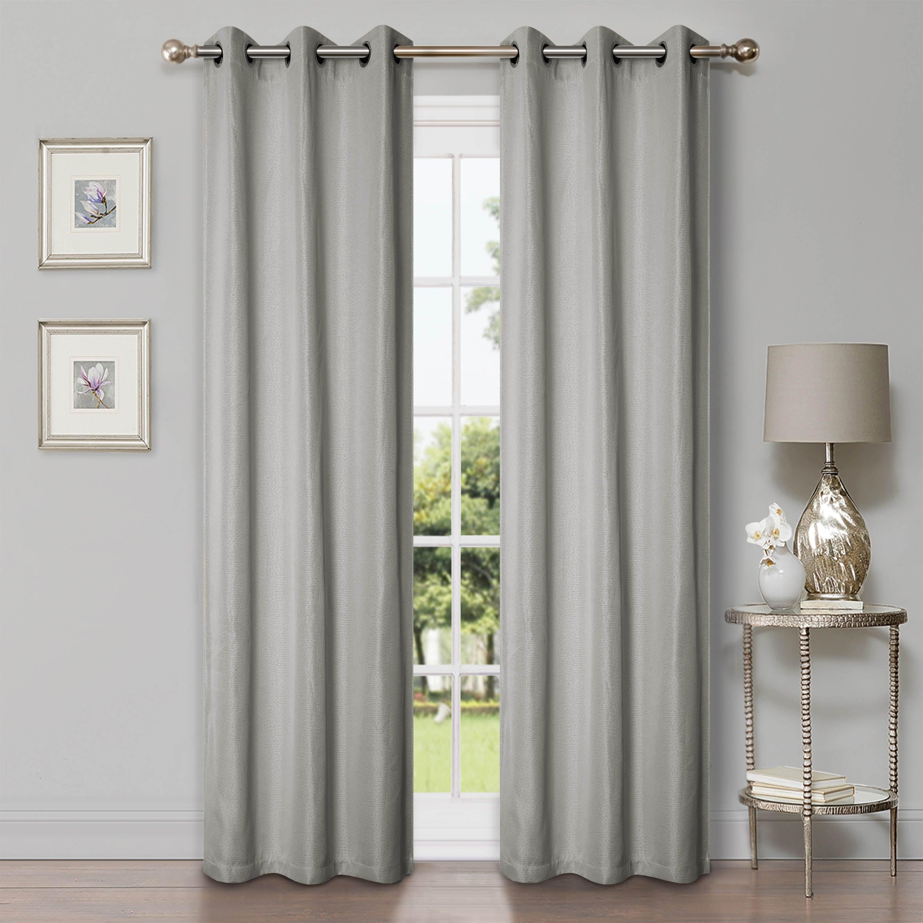 Linen Pattern Washable Room Darkening Blackout Curtain Set 42" - Blue Nile Mills