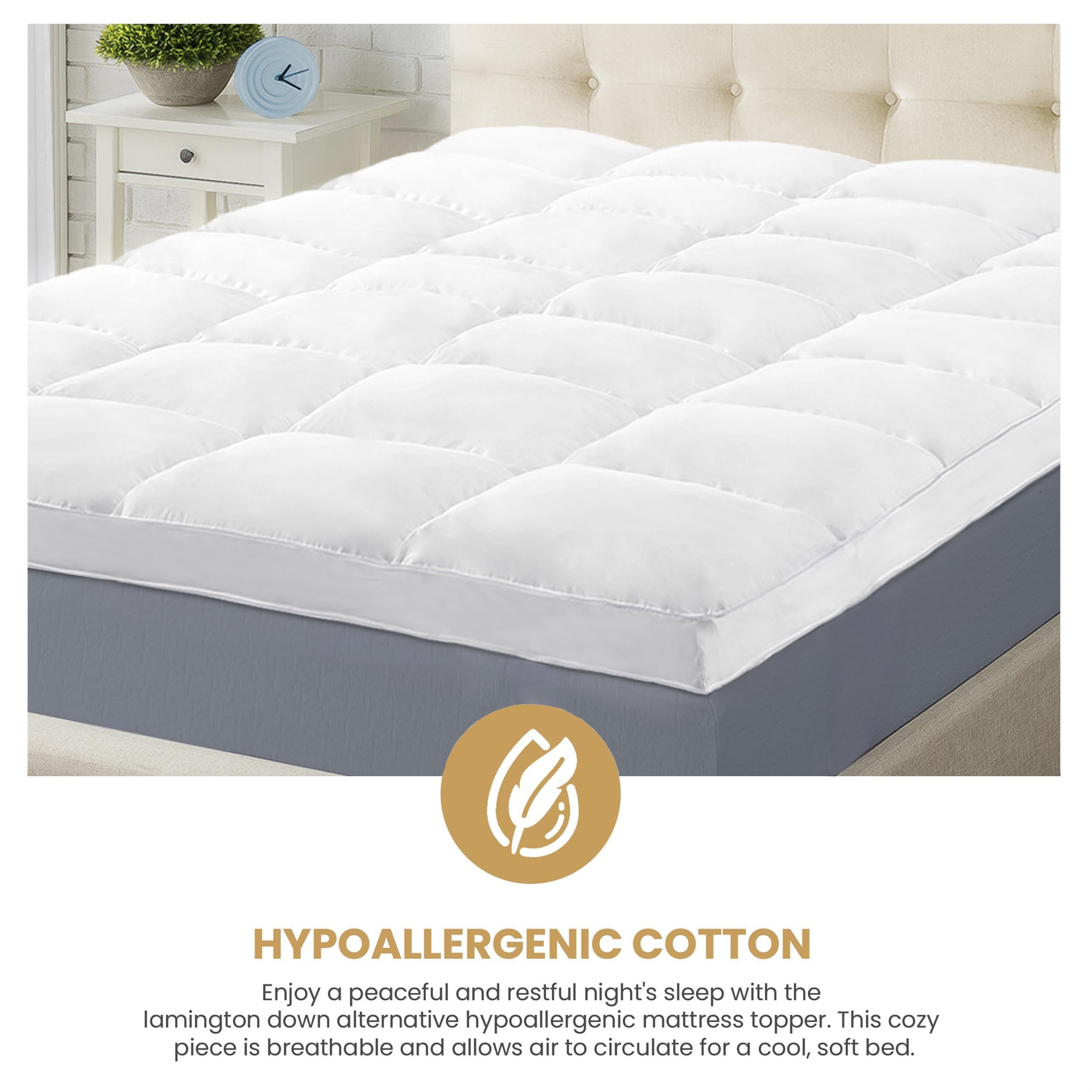 Hypoallergenic Down Alternative 2 Inch Deep Mattress Topper Cover - Blue Nile Mills