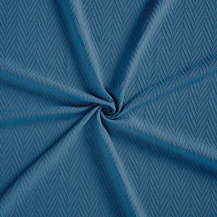 All-Season Chevron Cotton Bed Blanket & Sofa Throw -Denim  Blue