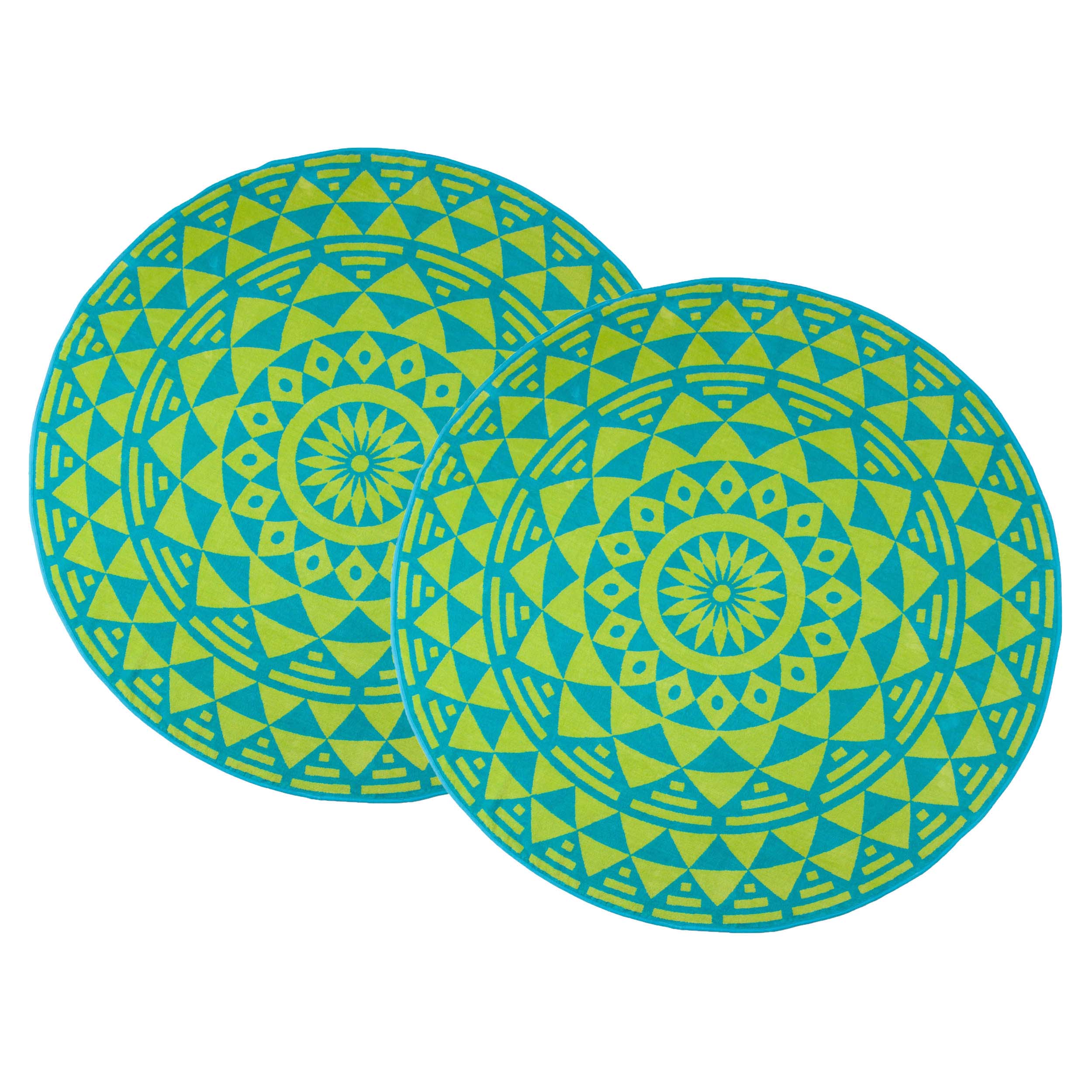 60" Round Cotton 2 Piece Beach Towel Set - Blue Nile Mills