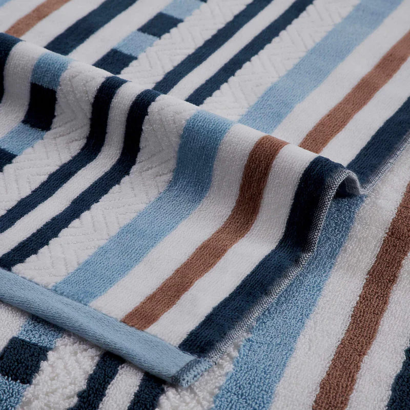 Striped Cotton Oversized 2-Piece Beach Towel Set - Blue Nile Mills