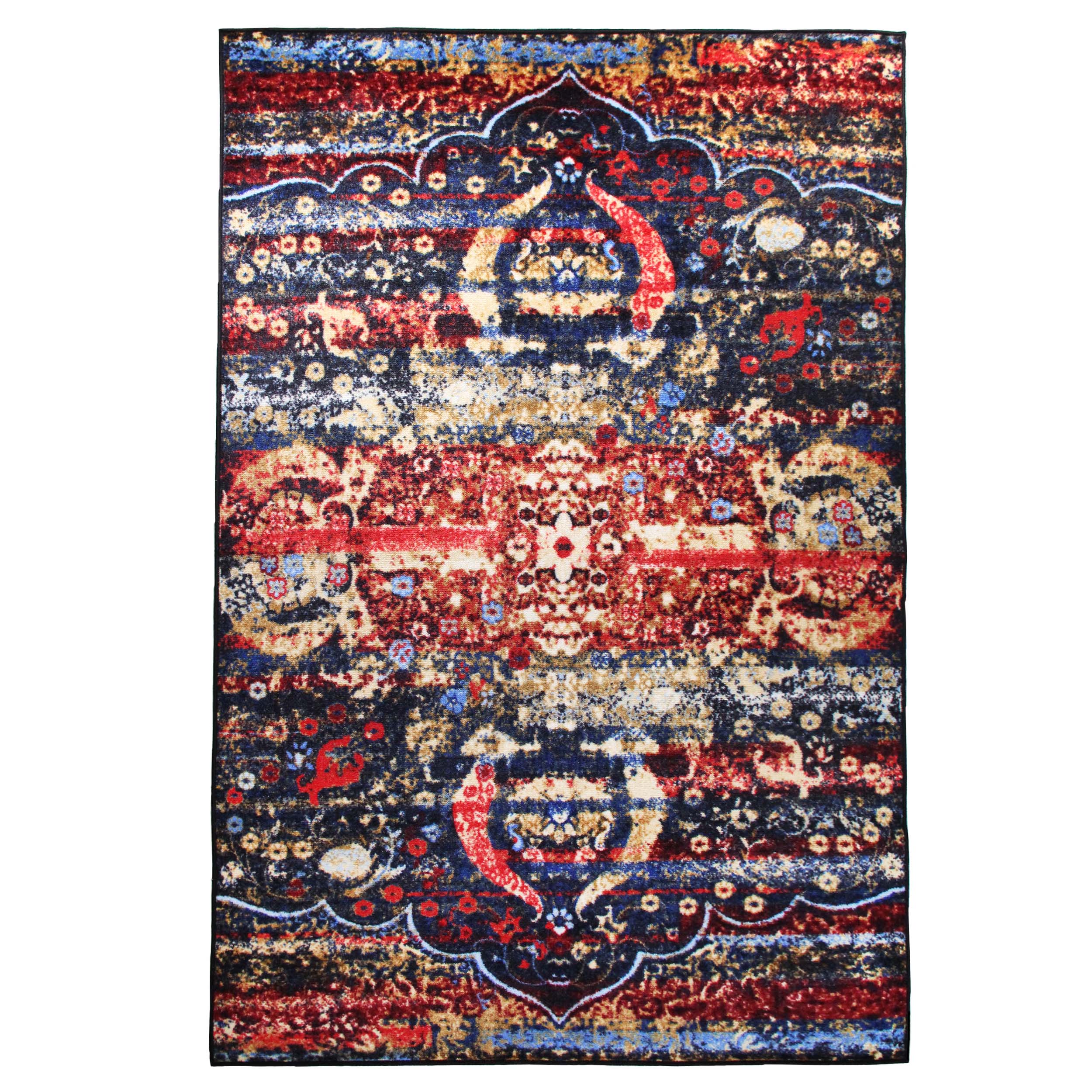 Oswell Medallion Non-Slip Washable Indoor Area Rug or Runner - Blue Nile Mills