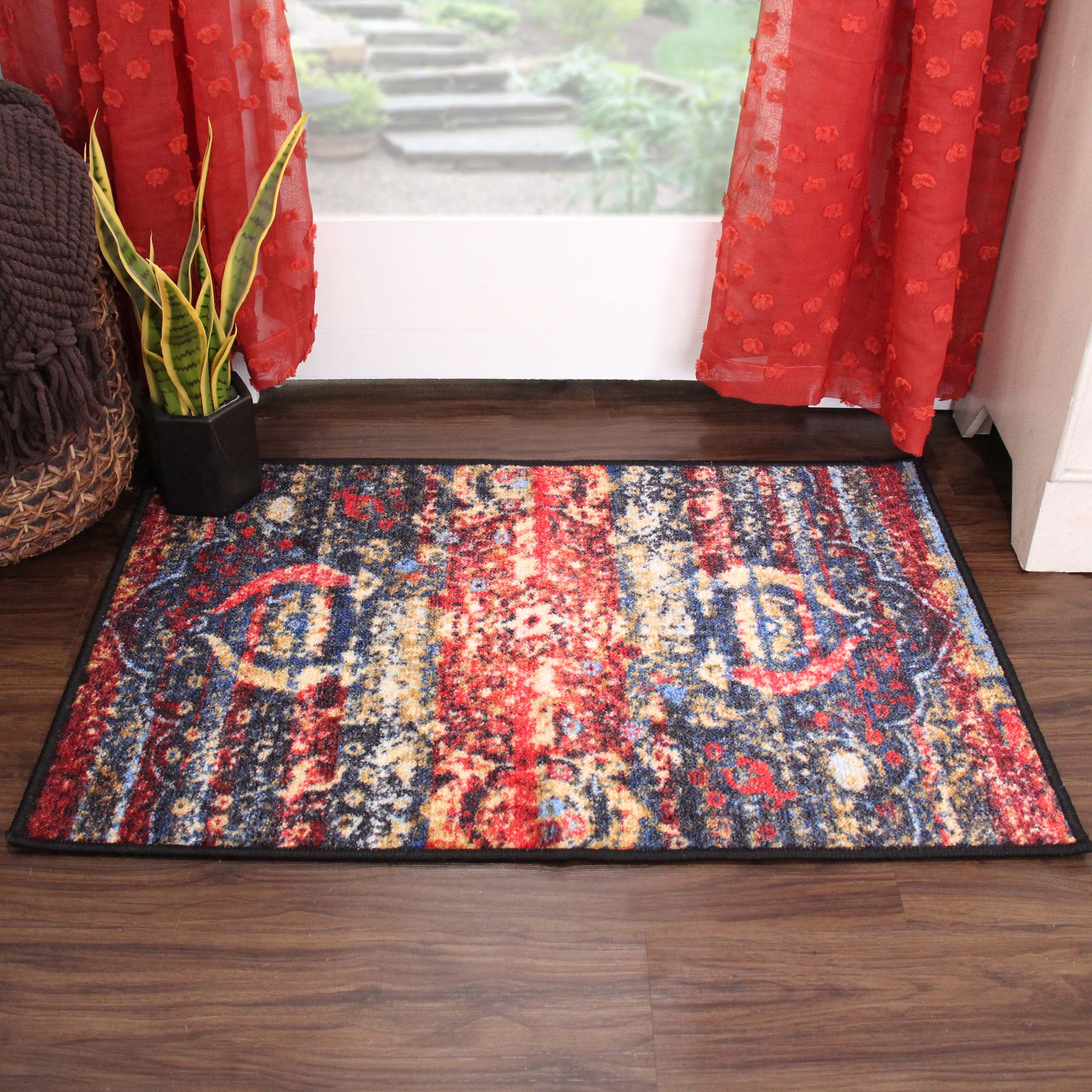 Oswell Medallion Non-Slip Washable Indoor Area Rug or Runner - Blue Nile Mills