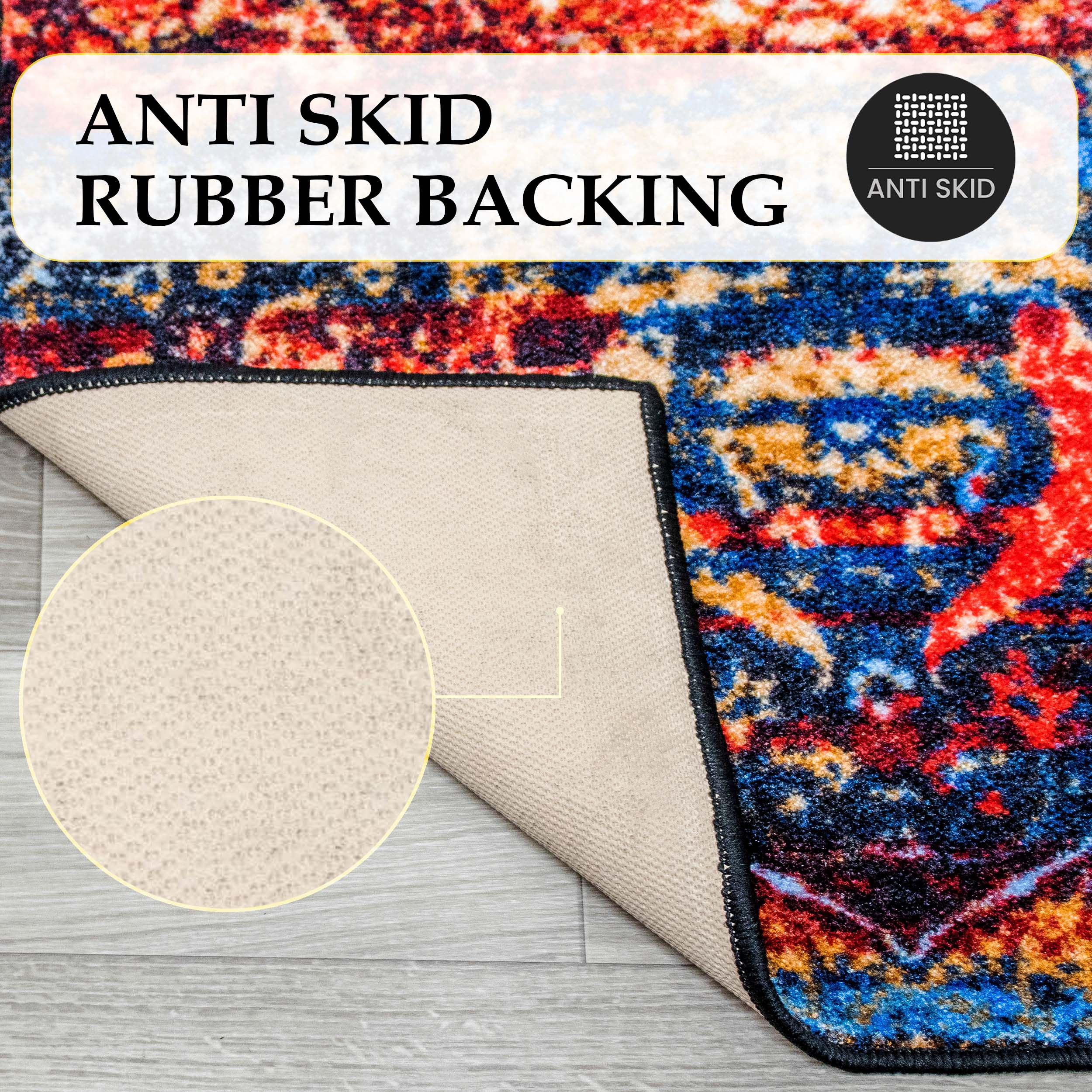 Oswell Medallion Non-Slip Washable Indoor Area Rug or Runner - Blue Nile Mills