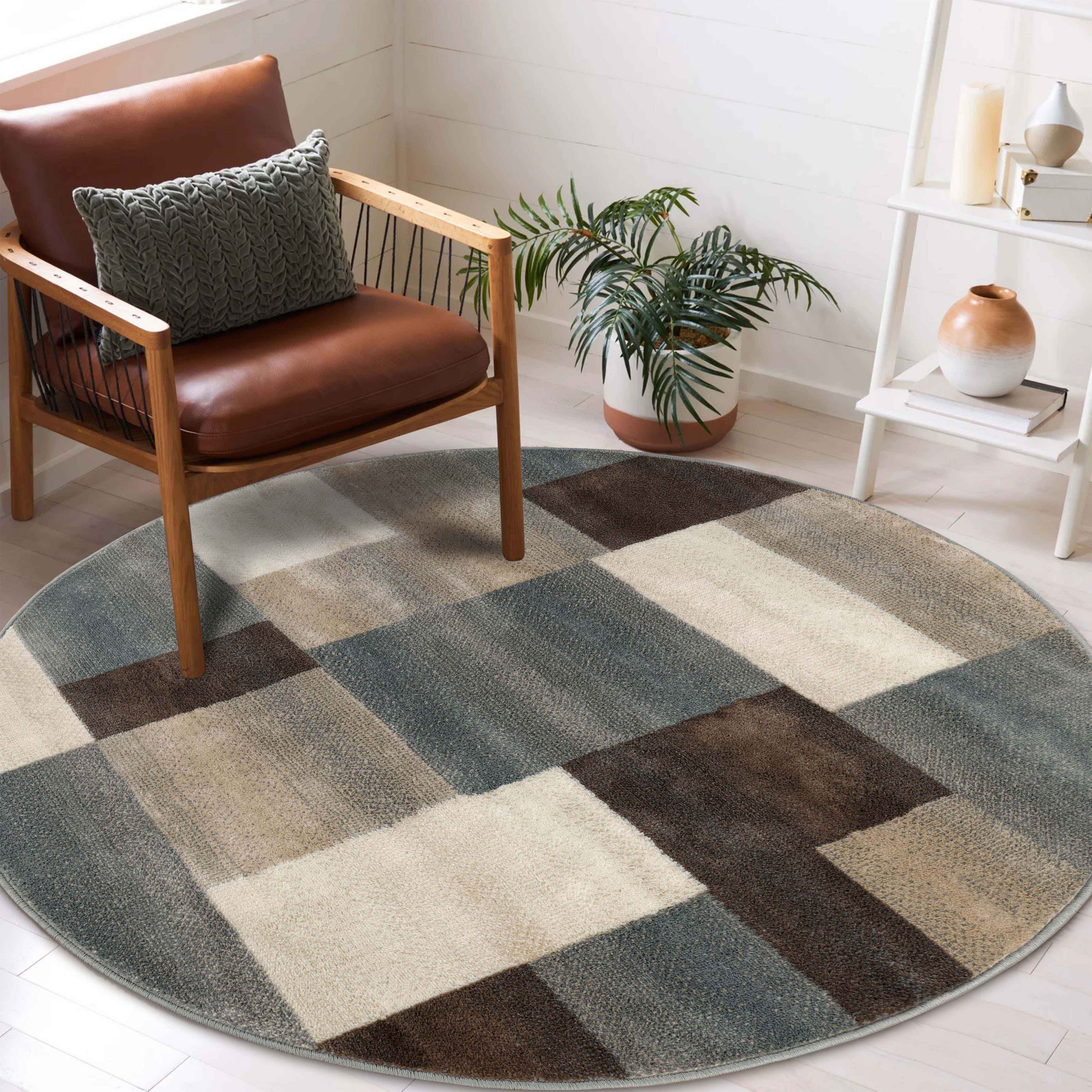 Clifton Modern Geometric Patchwork Area Rug or Runner Rug - Blue Nile Mills