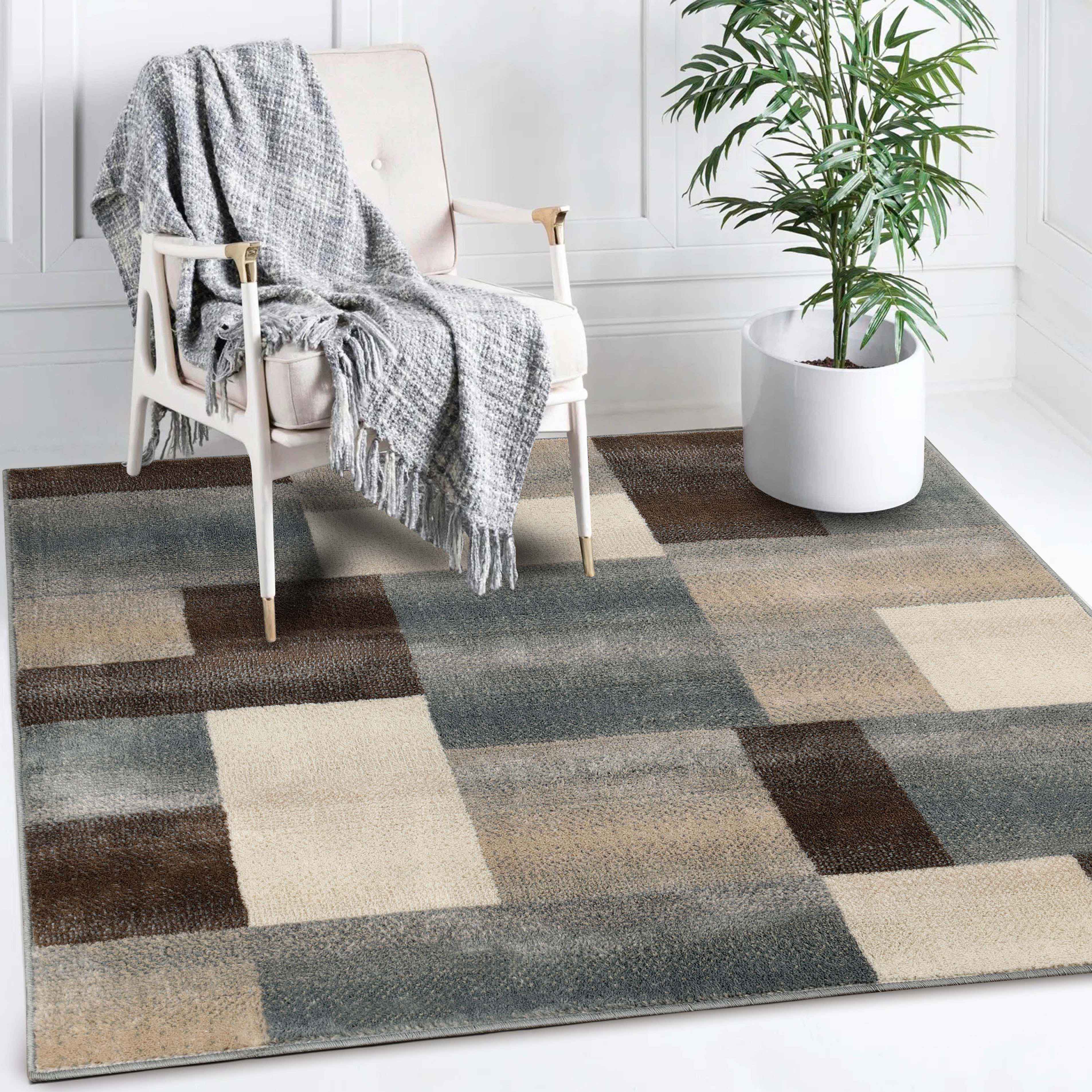 Clifton Modern Geometric Patchwork Area Rug or Runner Rug - Blue Nile Mills