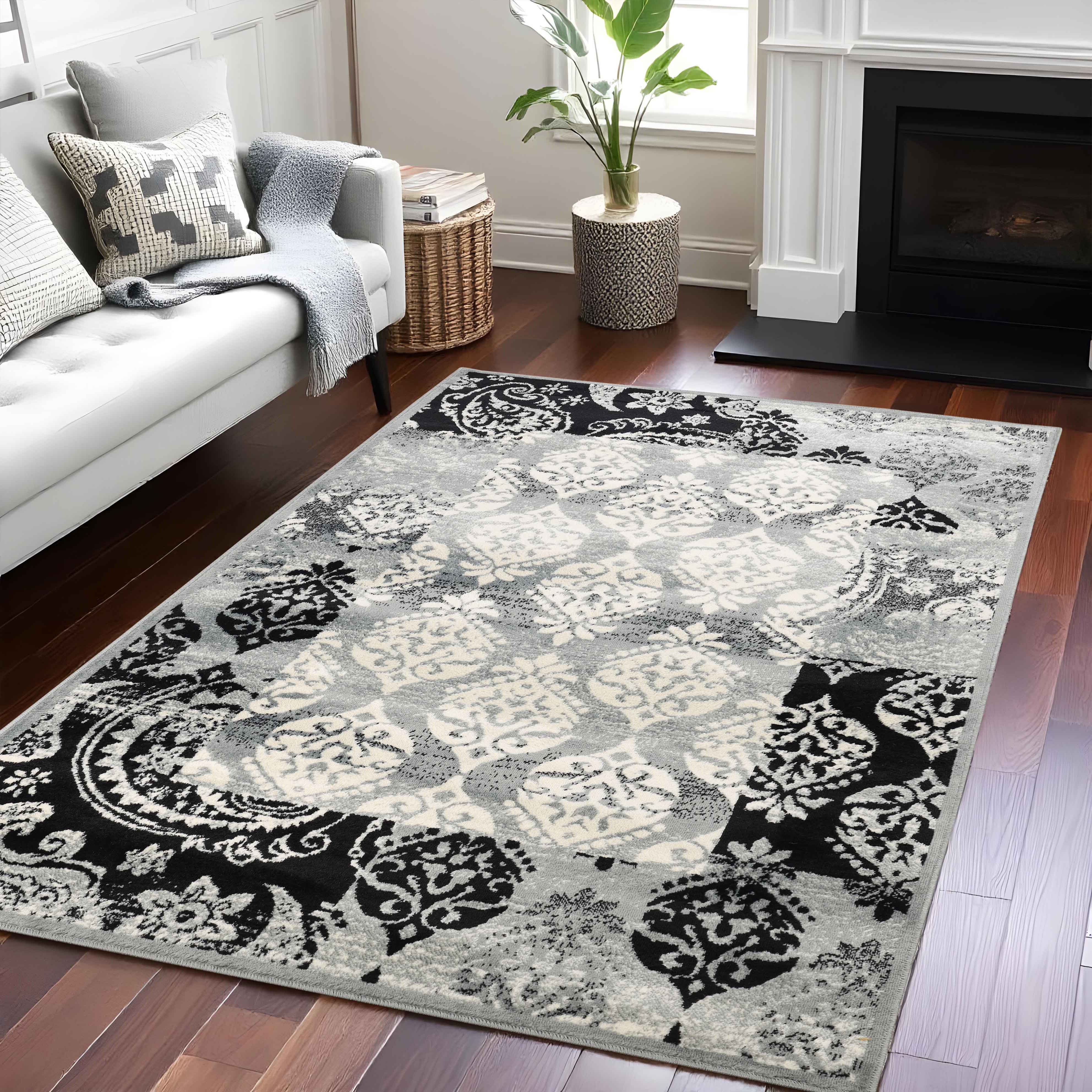 Mystique Modern Damask Indoor Area Rugs Or Runner - Blue Nile Mills