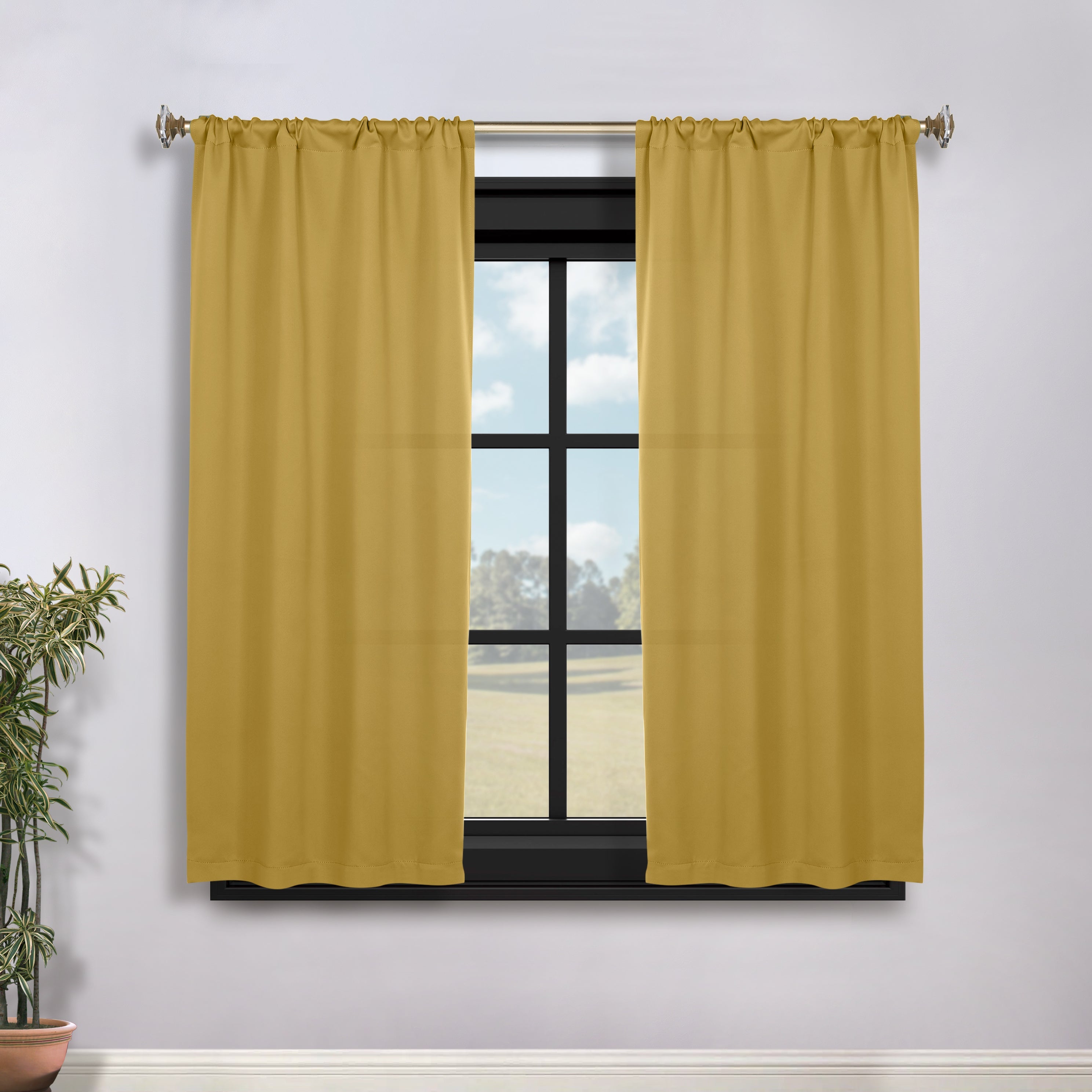 Solid Machine Washable Room Darkening Blackout Curtains, Set of 2 - Blue Nile Mills