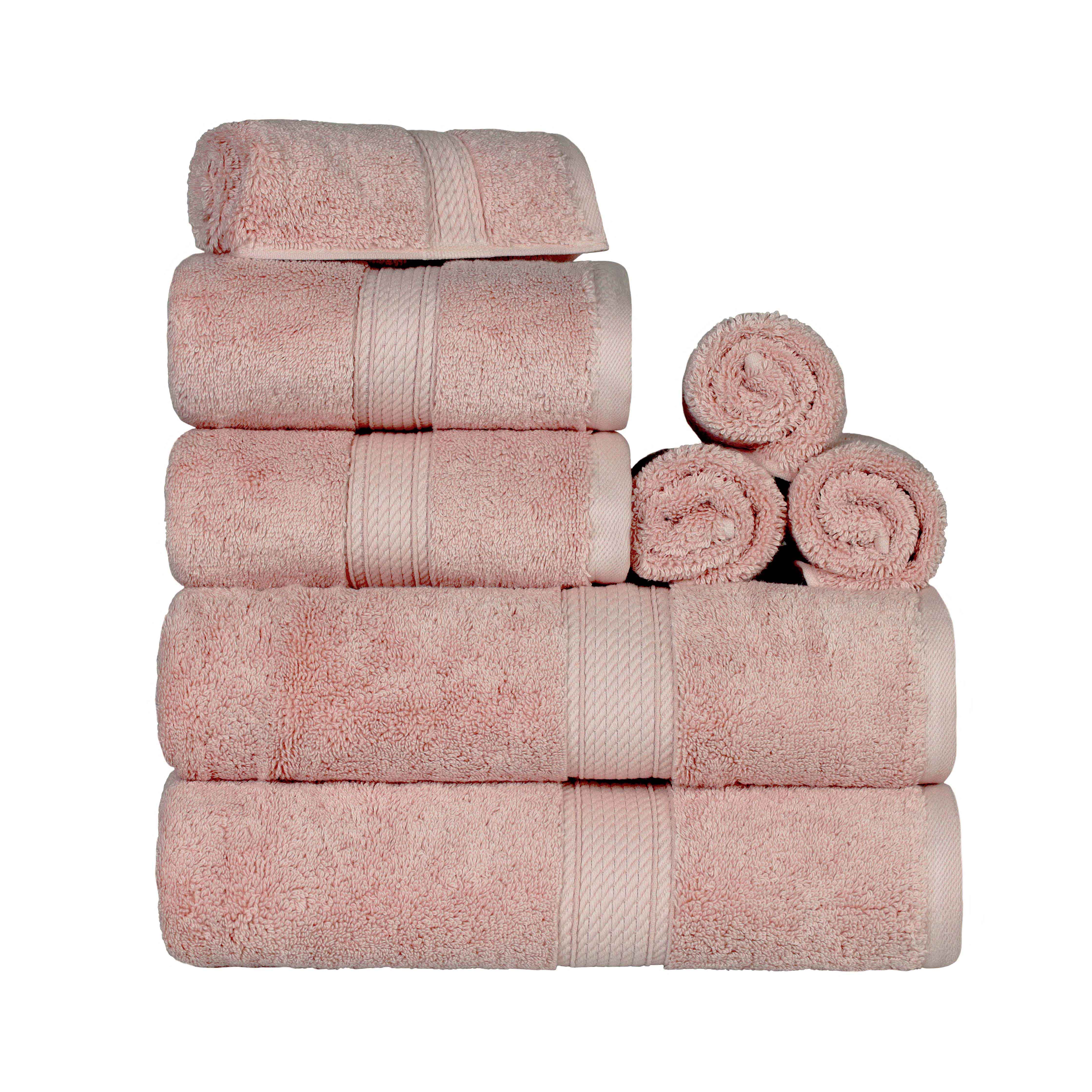 Egyptian Cotton Pile Plush Heavyweight Luxury Soft 8-Piece Towel Set - Blue Nile Mills