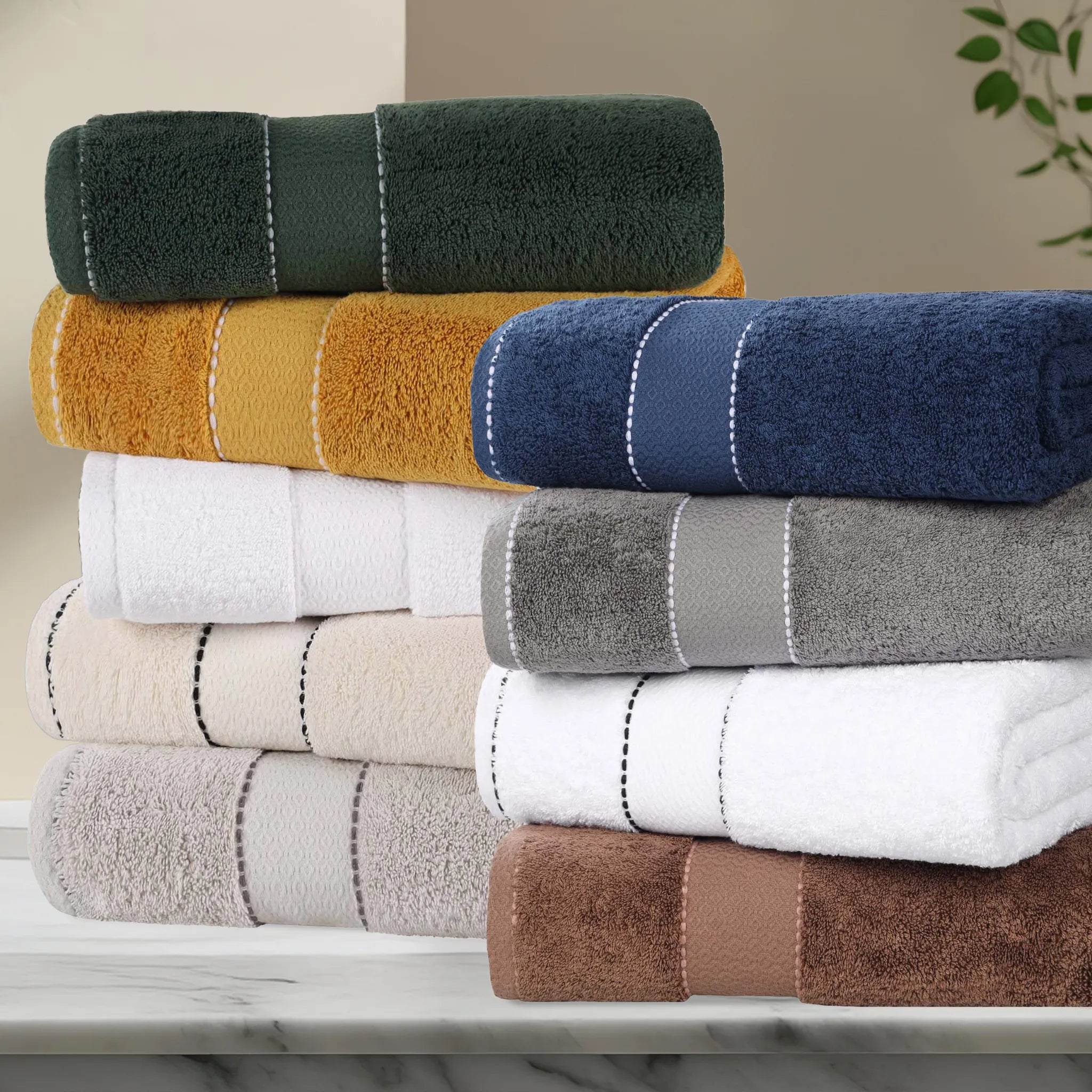 BNM 2 Piece Cotton Plush Bath Towel Set Giza