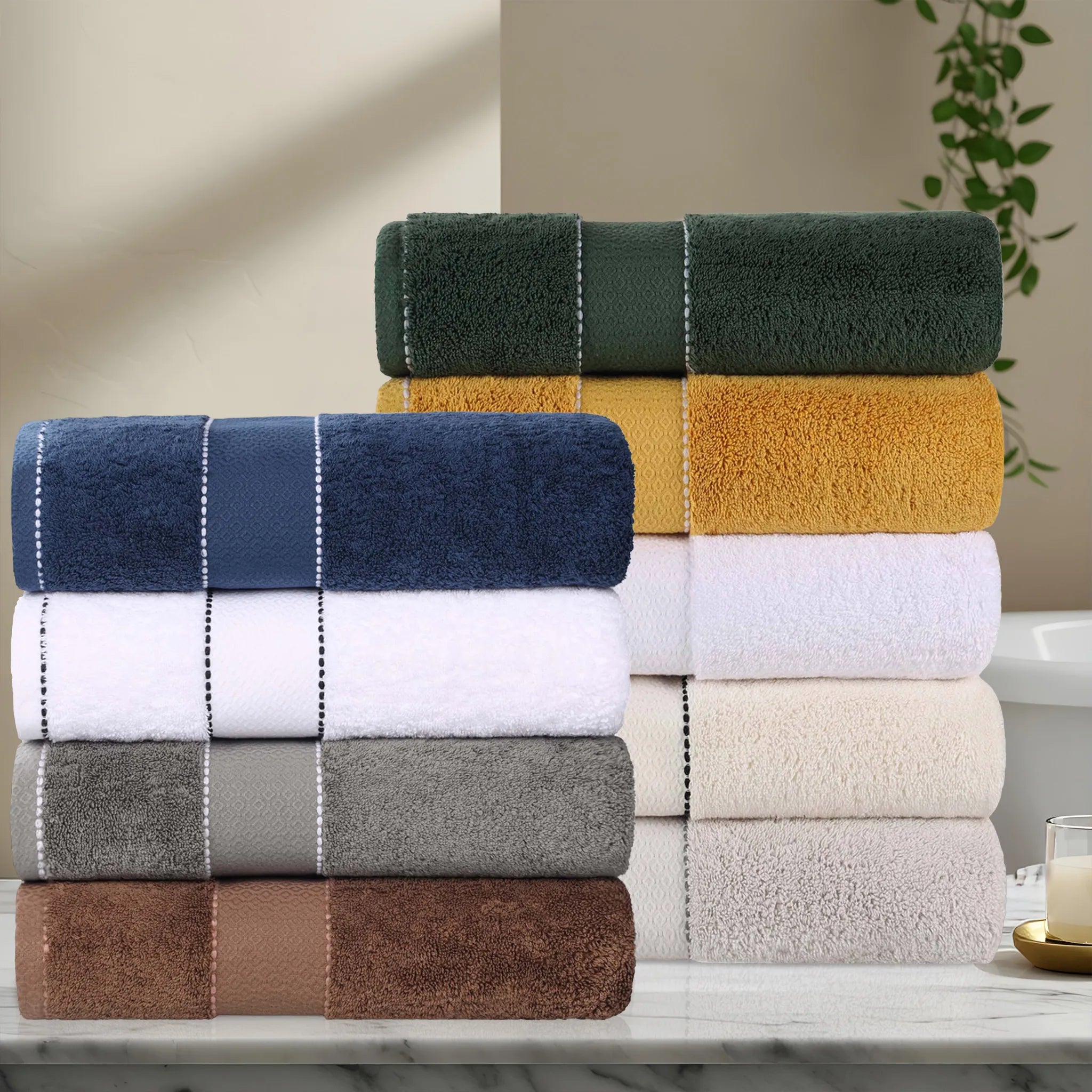 BNM 2 Piece Cotton Plush Bath Towel Set Giza