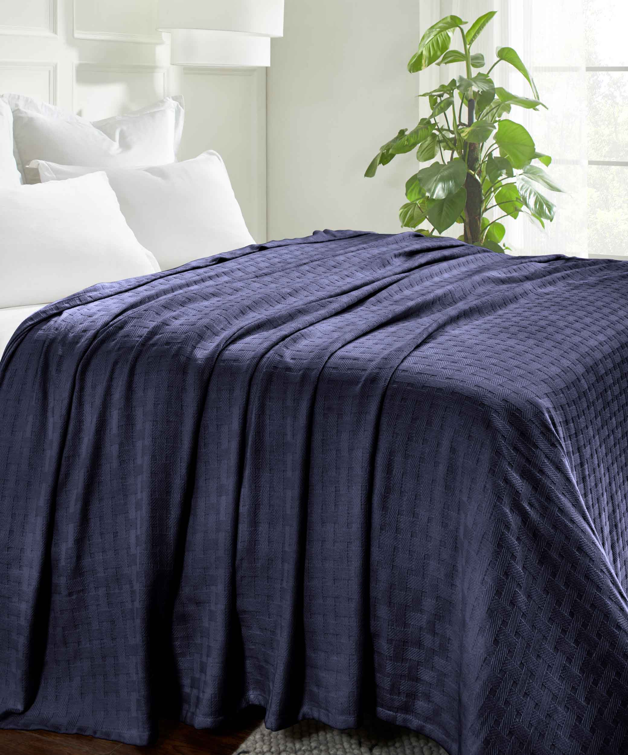 Basketweave All Season Cotton Bed Blanket - Blue Nile Mills
