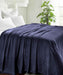 Basketweave All Season Cotton Bed Blanket & Sofa Throw - Navy  Blue