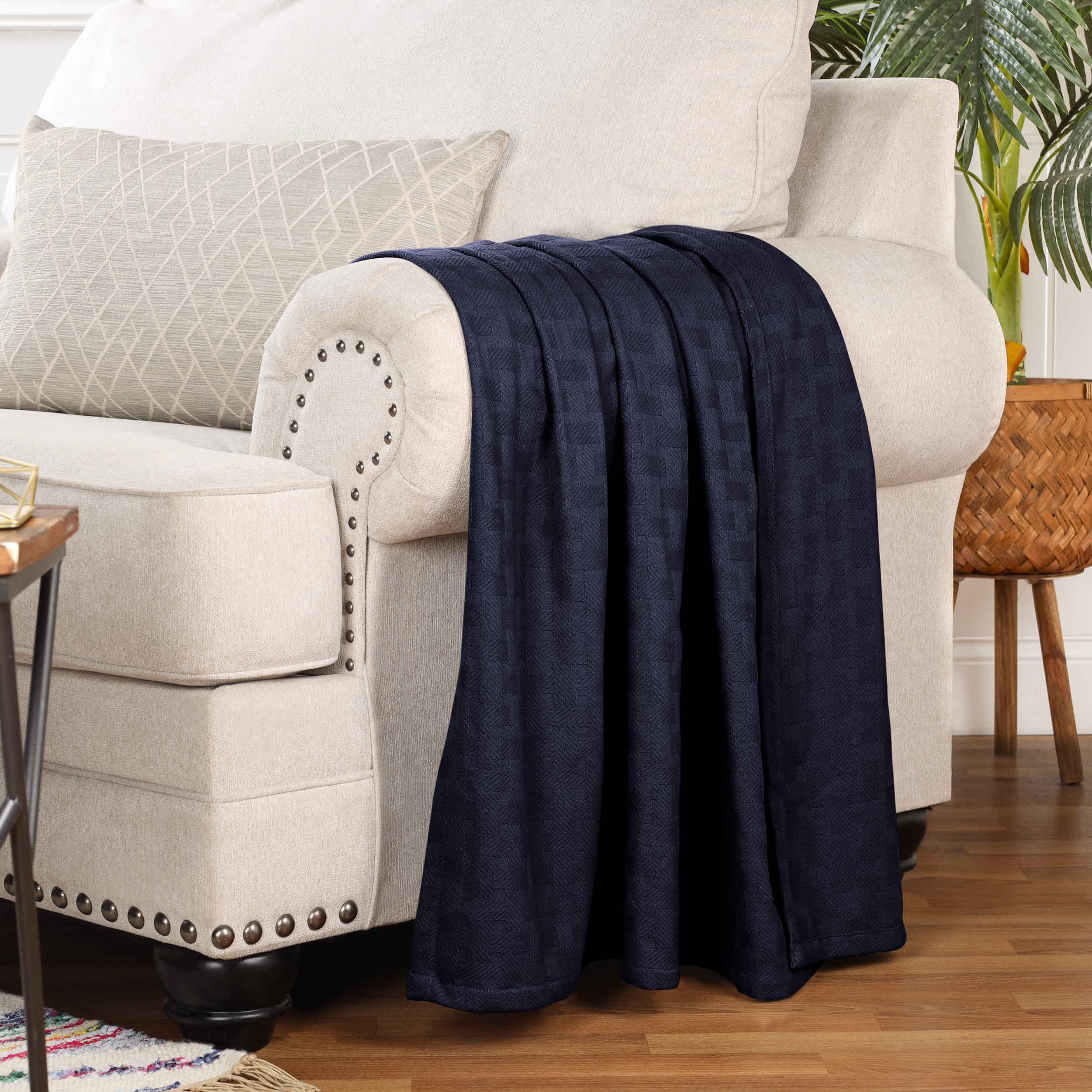 Basketweave All Season Cotton Bed Blanket - Blue Nile Mills