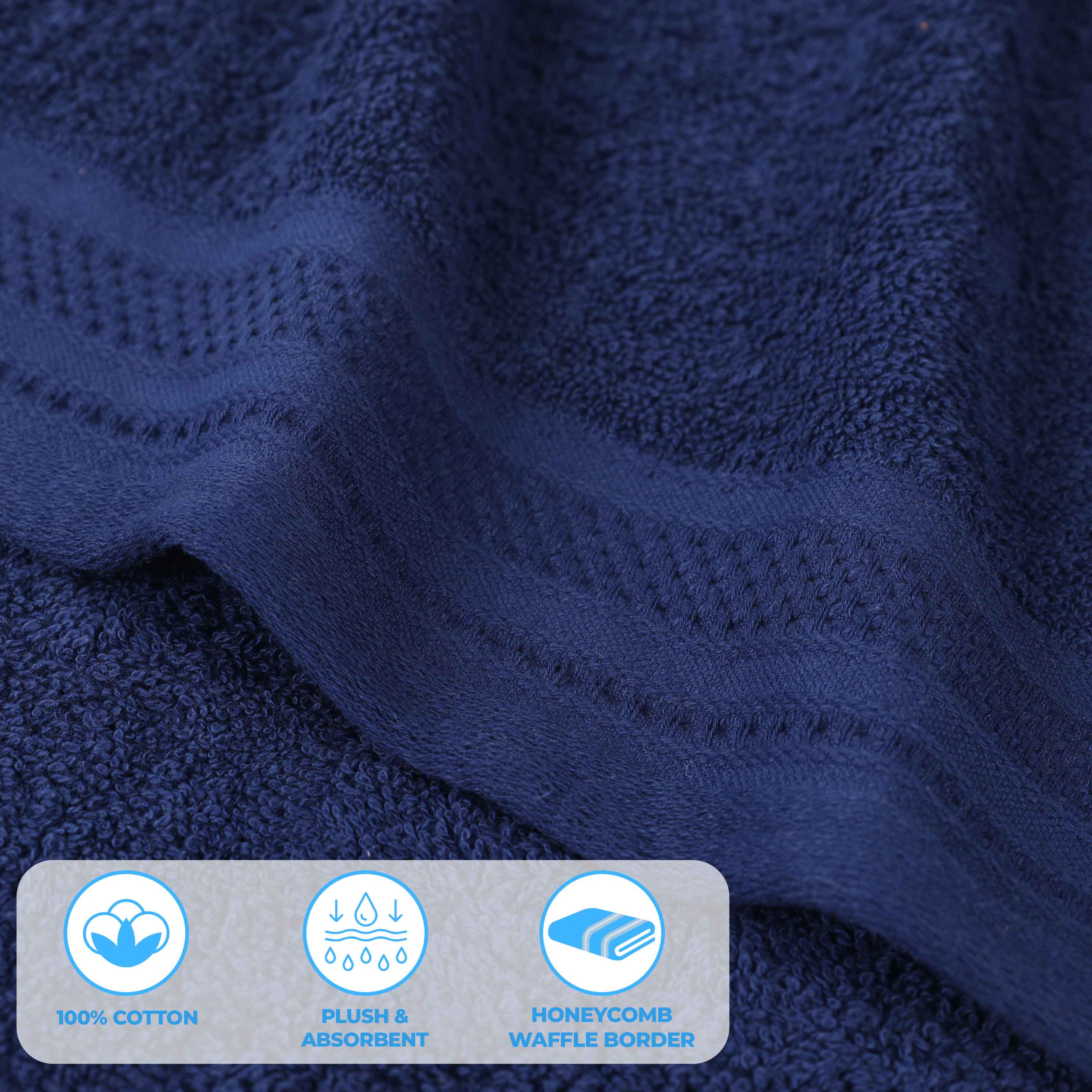 Honeycomb Textured Waffle Border Luxury Cotton Hand Towels, Set of 6 - Blue Nile Mills