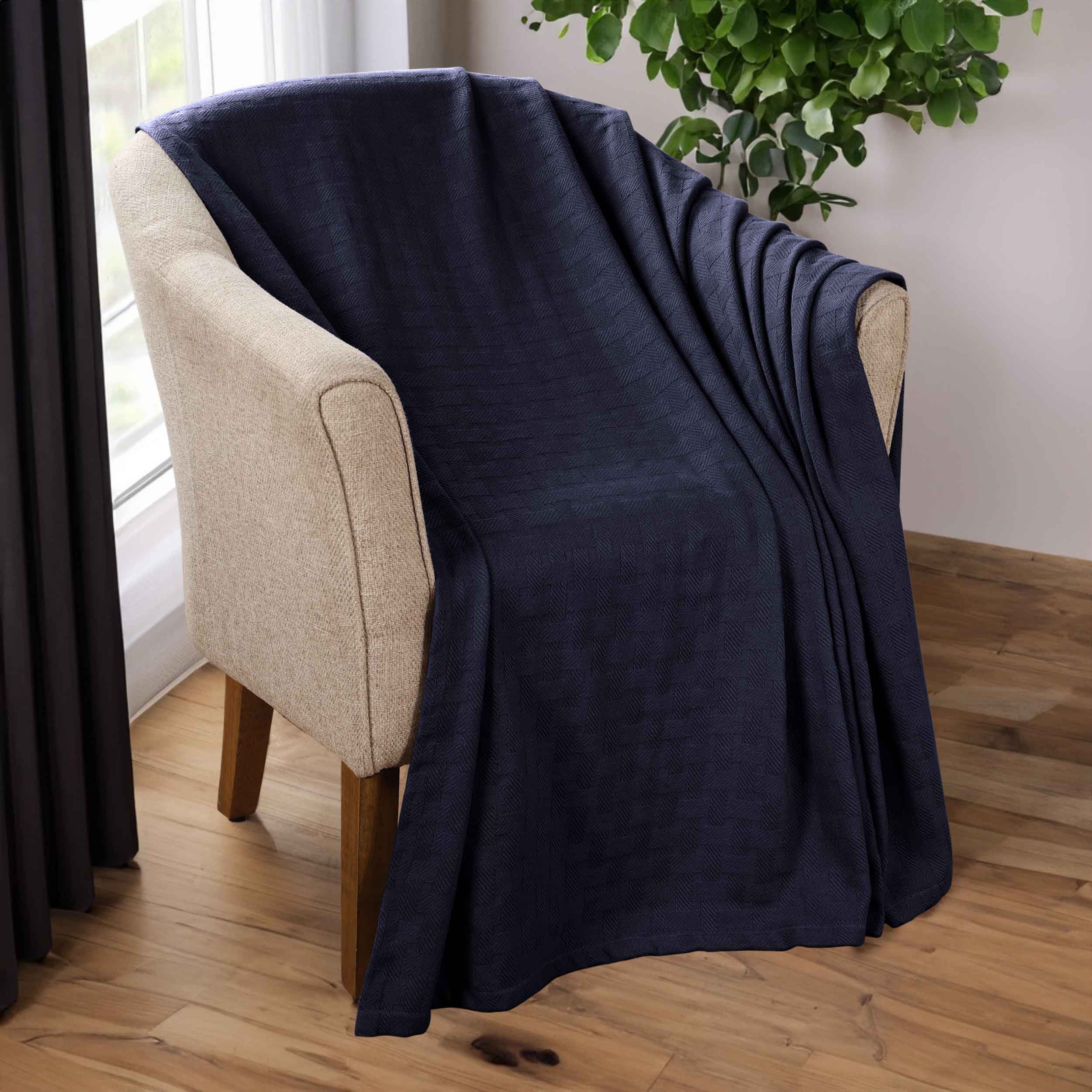 Basketweave All Season Cotton Bed Blanket - Blue Nile Mills
