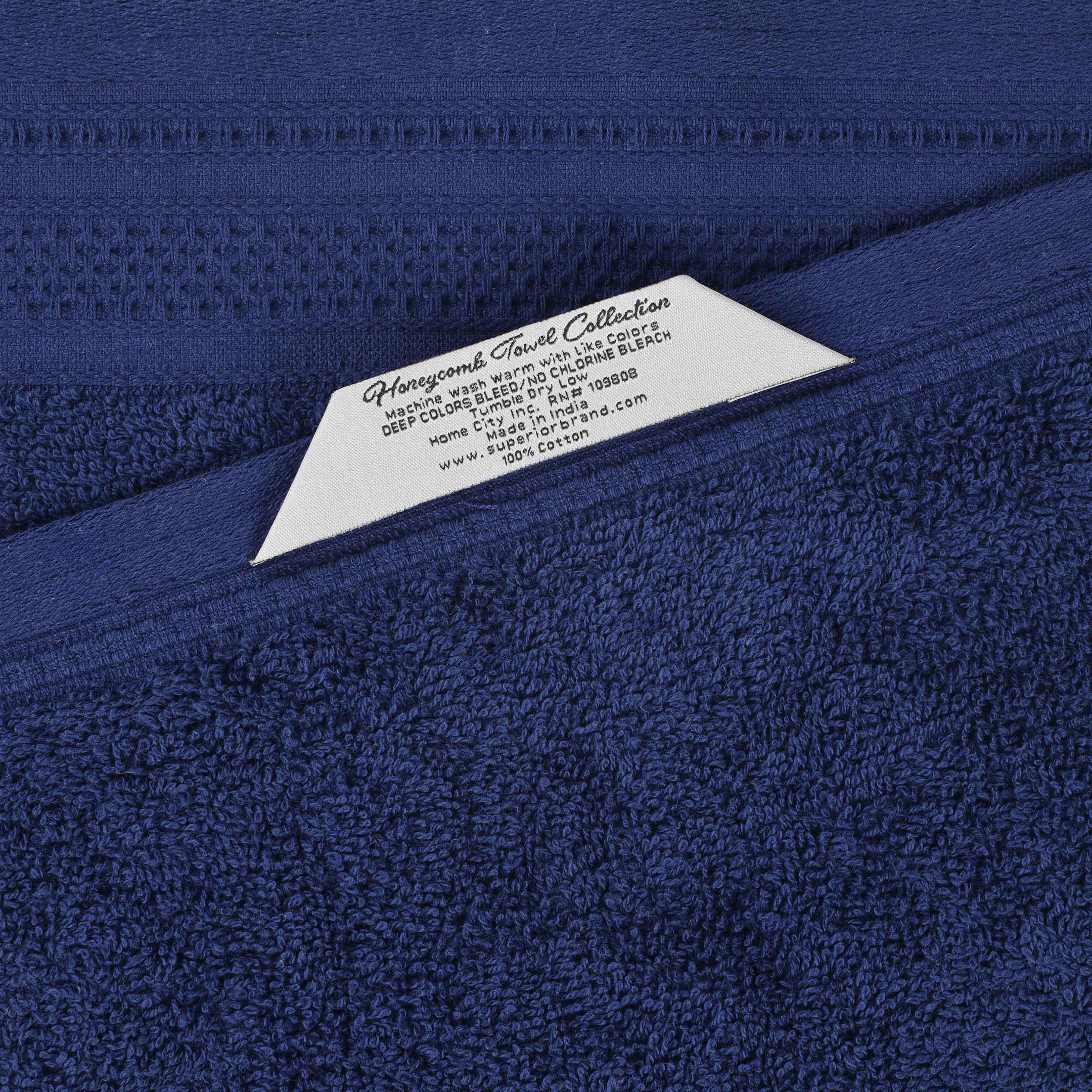 Honeycomb Textured Waffle Border Luxury Cotton Hand Towels, Set of 6 - Blue Nile Mills