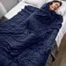 Quilted Microfiber Weighted Throw Blanket - Navy Blue