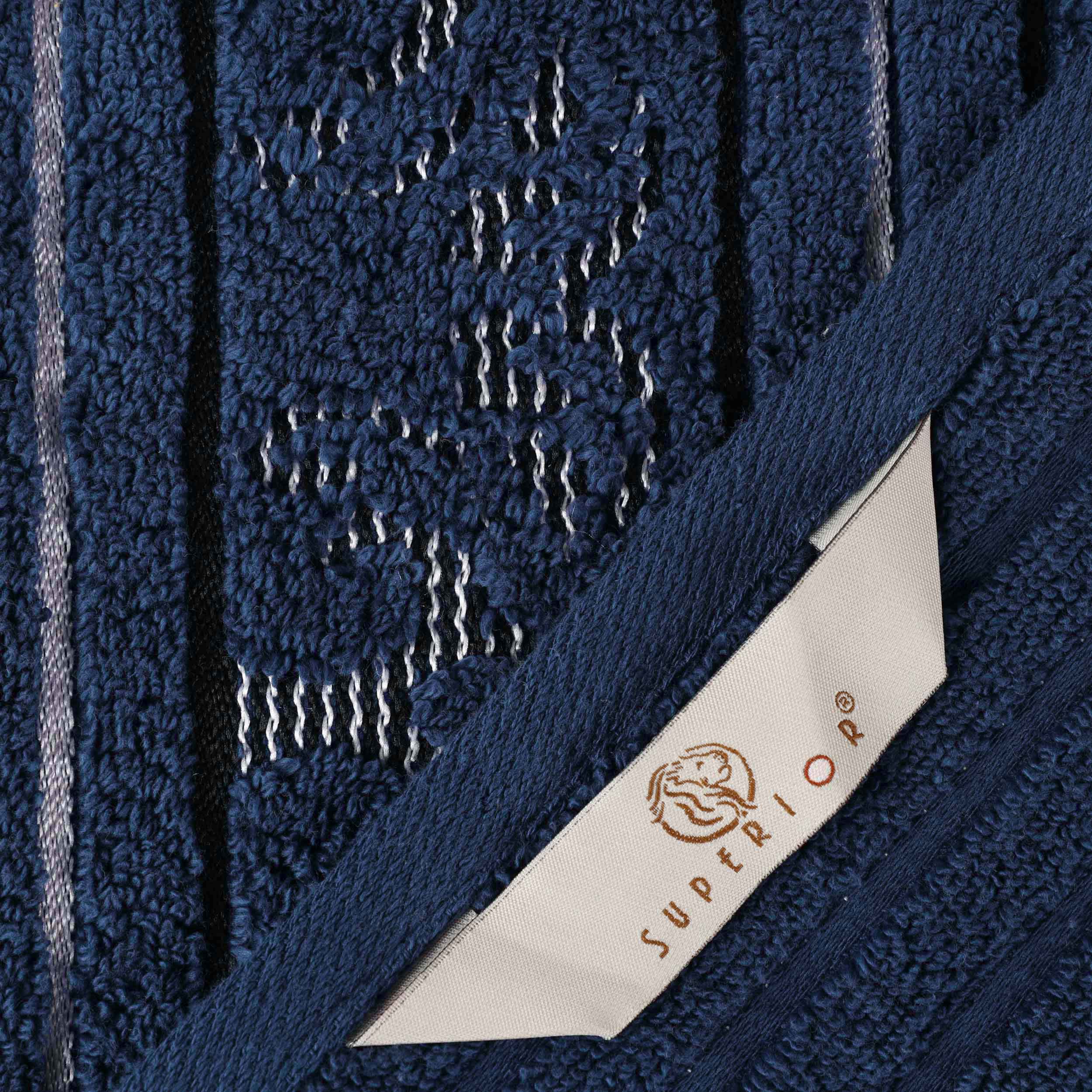 Sadie Zero Twist Cotton Solid and Jacquard Floral Hand Towel Set of 6 - Blue Nile Mills