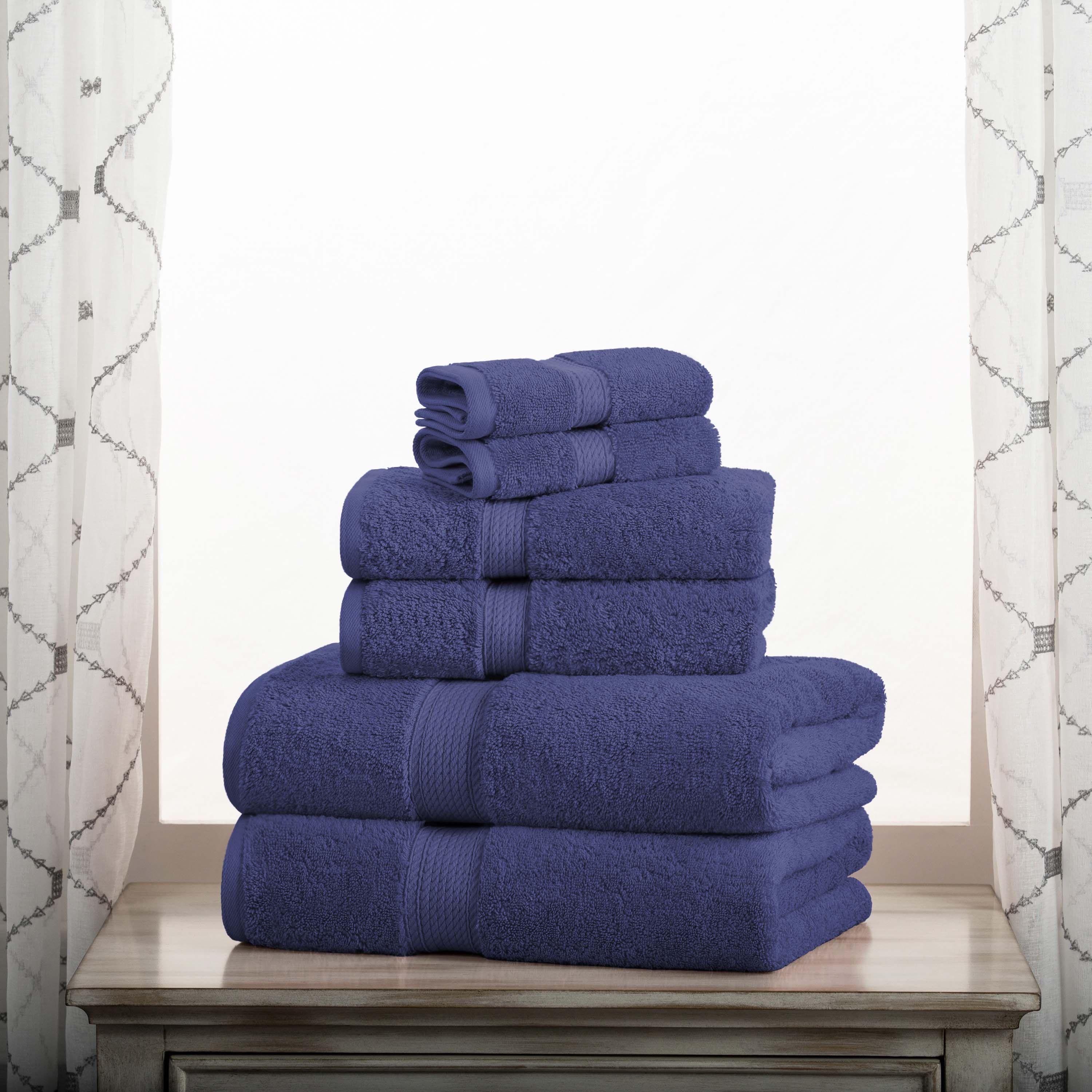 Egyptian Cotton Pile Plush Heavyweight Luxury Soft 6-Piece Towel Set - Blue Nile Mills