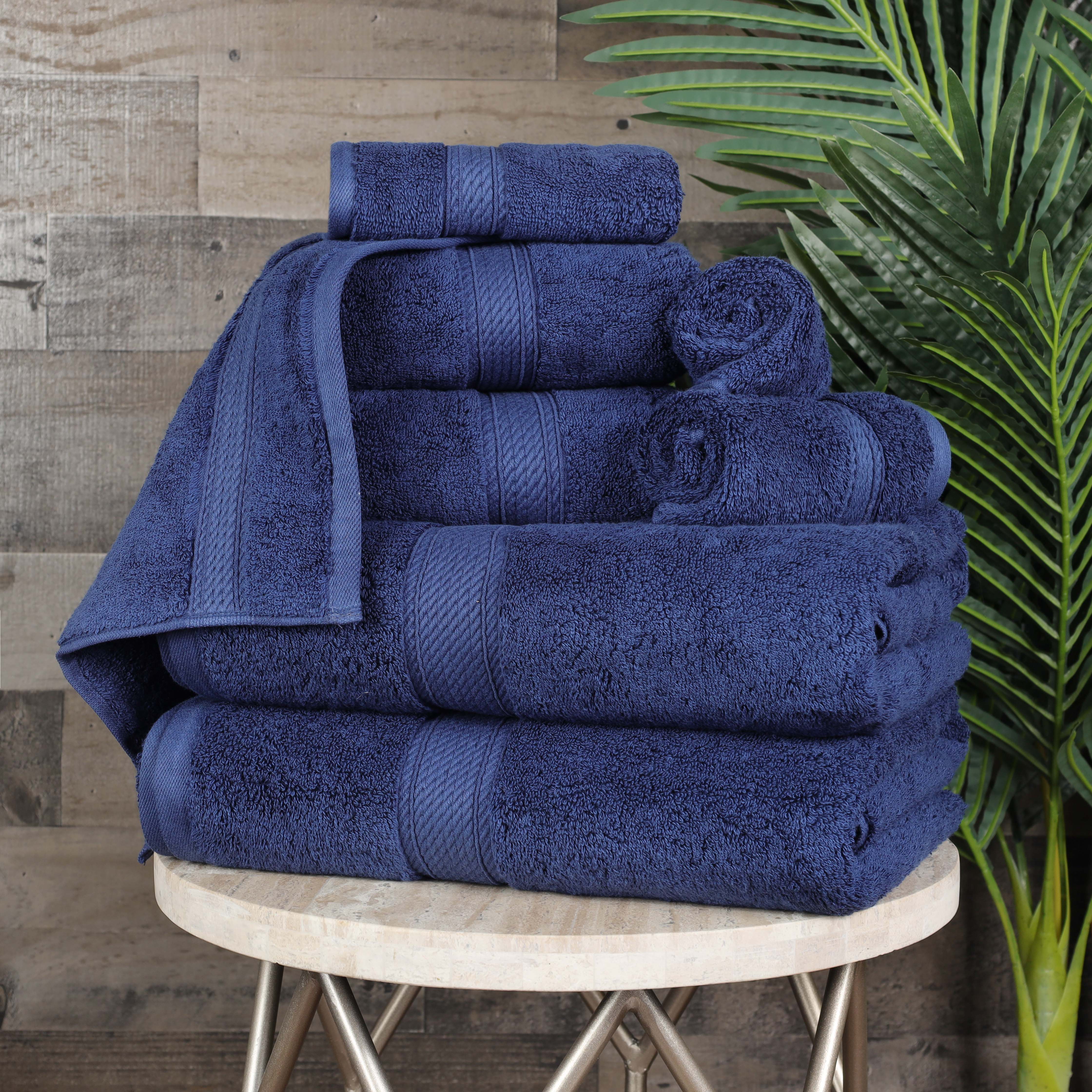 Egyptian Cotton Pile Plush Heavyweight Luxury Soft 8-Piece Towel Set - Blue Nile Mills
