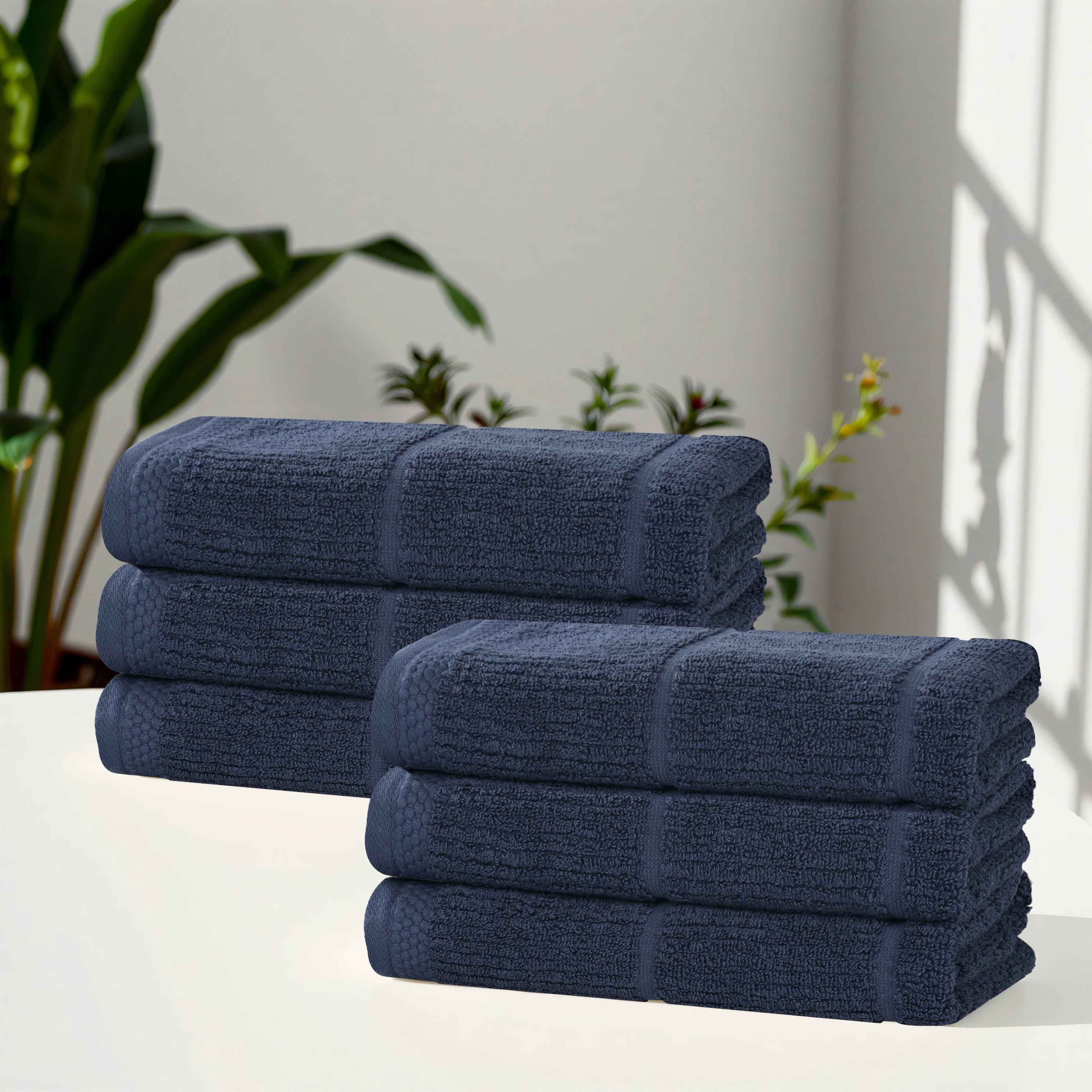 Milo Smart Twist Cotton Solid Hand Towels, Set of 6 - Blue Nile Mills
