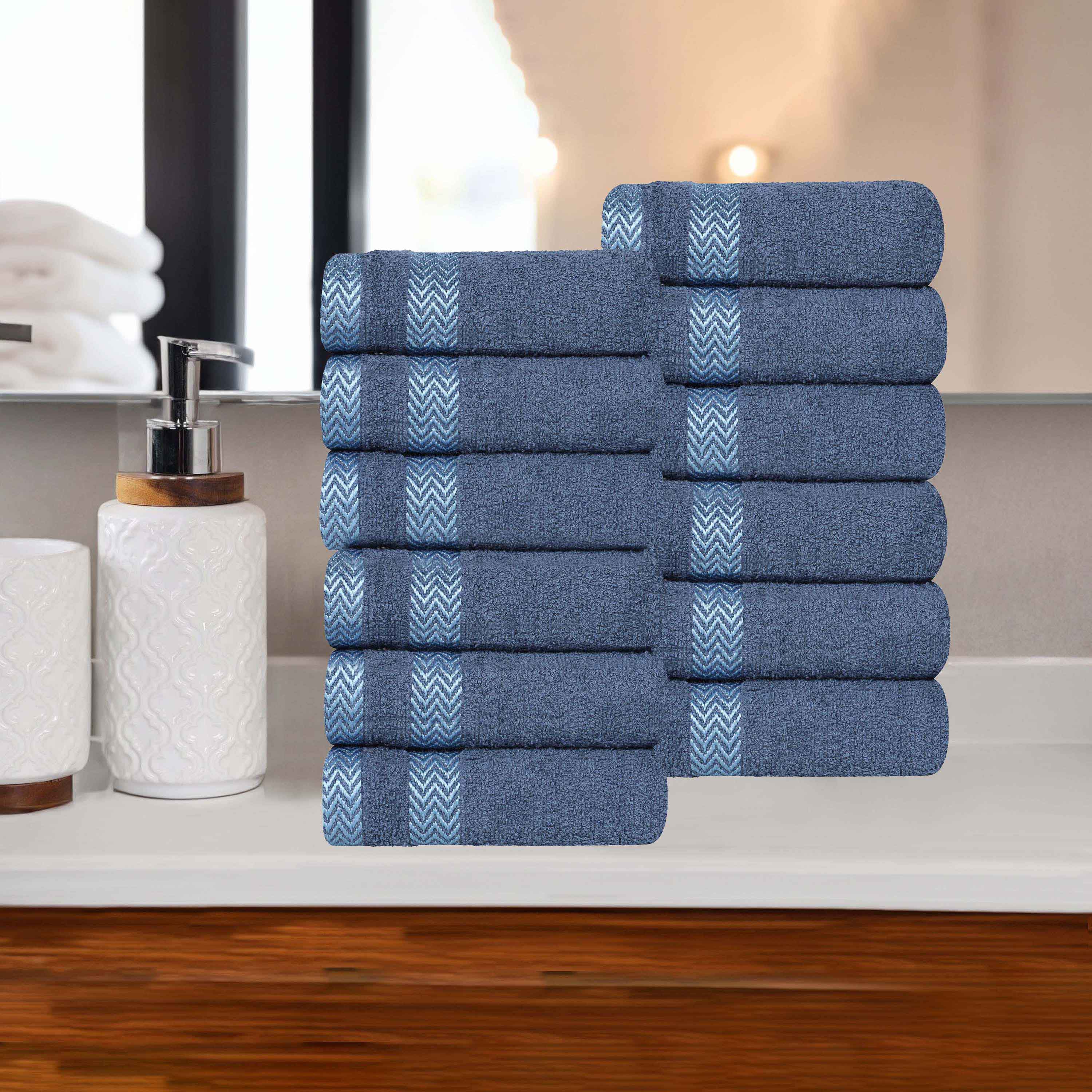 Hays Cotton Medium Weight Face Towel Washcloth Set of 12 - Blue Nile Mills