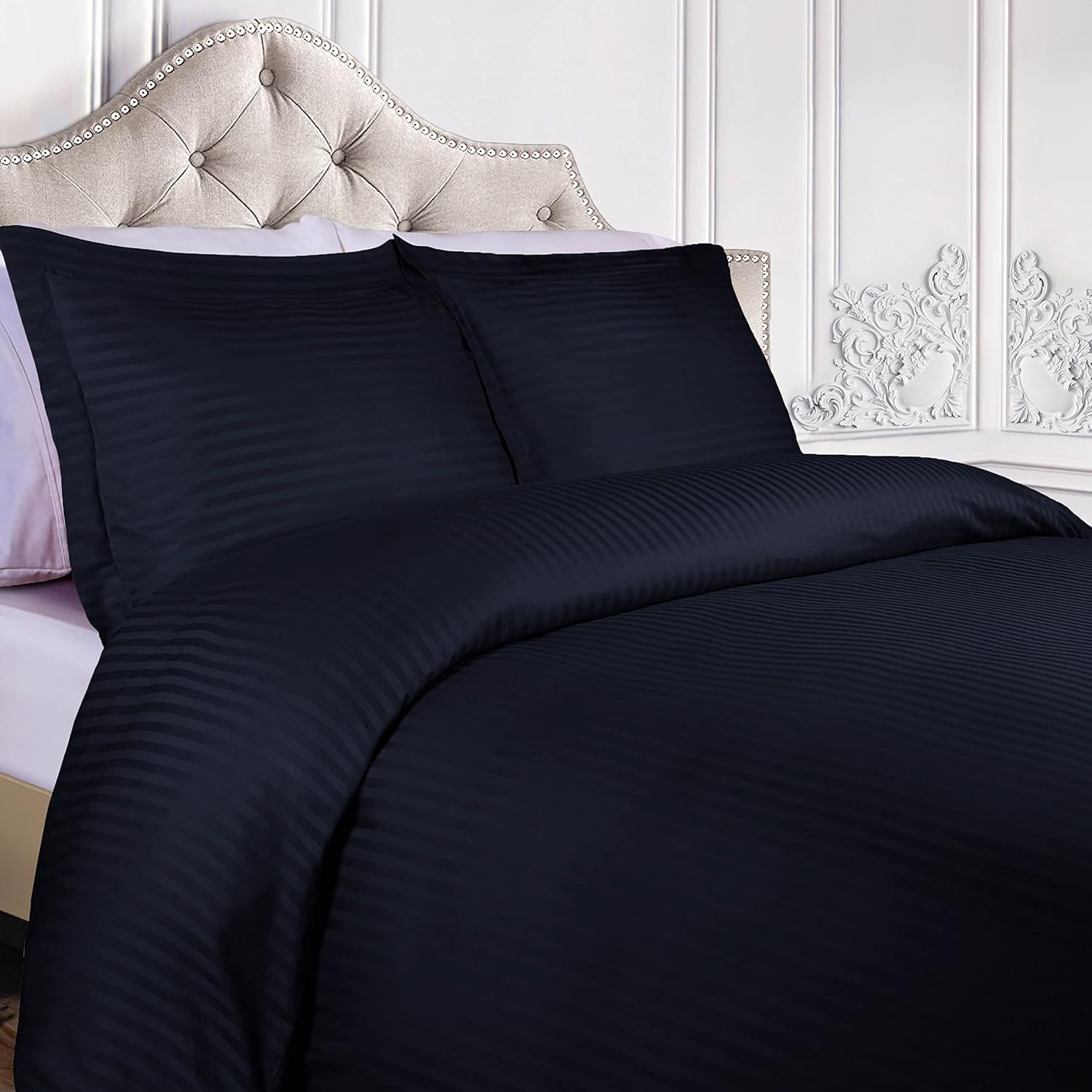 Egyptian Cotton 300 Thread Count Striped Duvet Cover Set - Blue Nile Mills