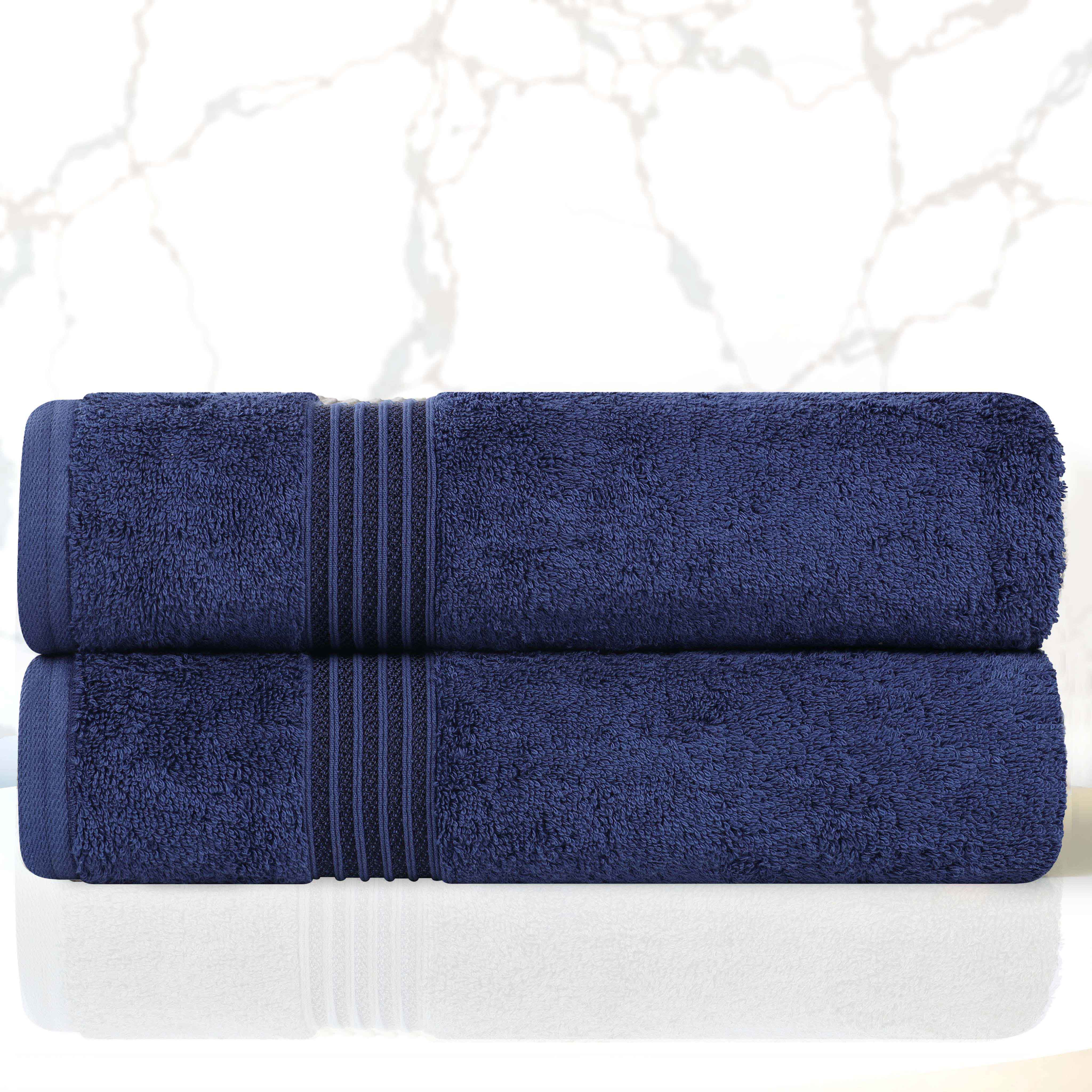 Egyptian Cotton Highly Absorbent Solid Ultra Soft Bath Towel Set of 2 - Blue Nile Mills