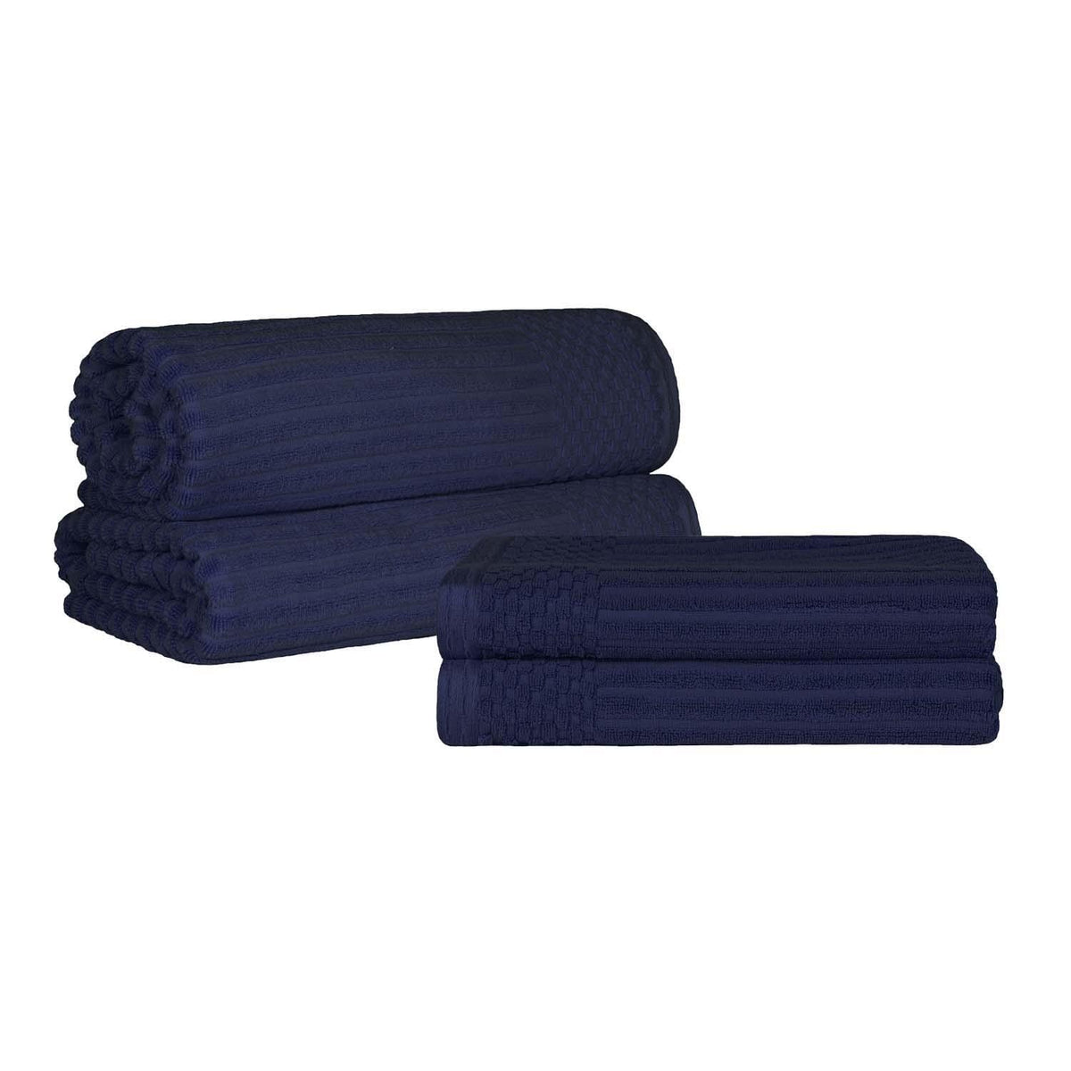 Soho Ribbed Textured Cotton Absorbent Bath Sheet & Bath Towel Set - Blue Nile Mills