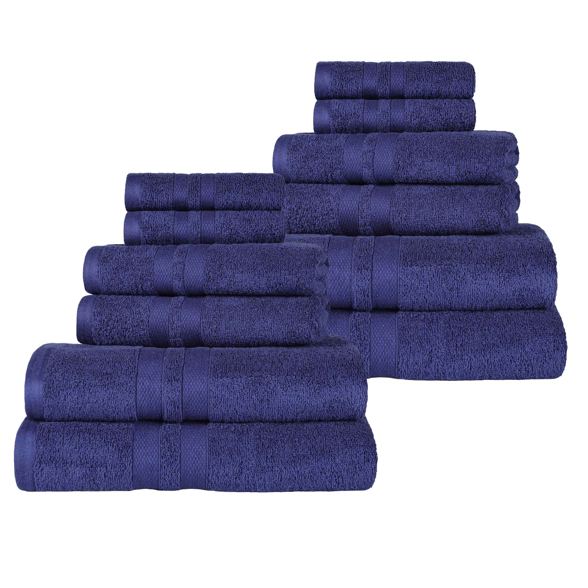 Ultra-Soft Cotton Absorbent Quick-Drying 12 Piece Assorted Towel Set - Blue Nile Mills